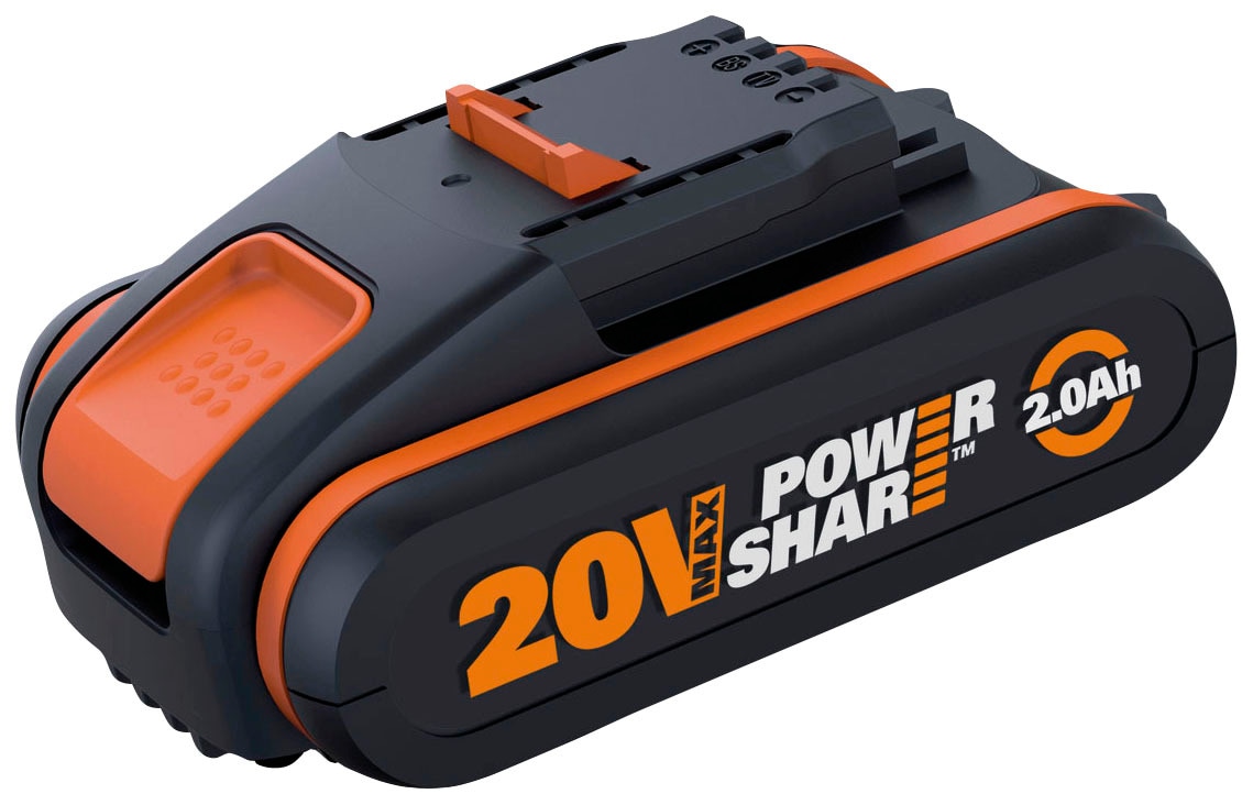 Worx Akku-Set »20V/2Ah,mit 2A Ladegerät PowerShare«, 2000 mAh, für alle 20/40/80V WORX PowerShare Geräte