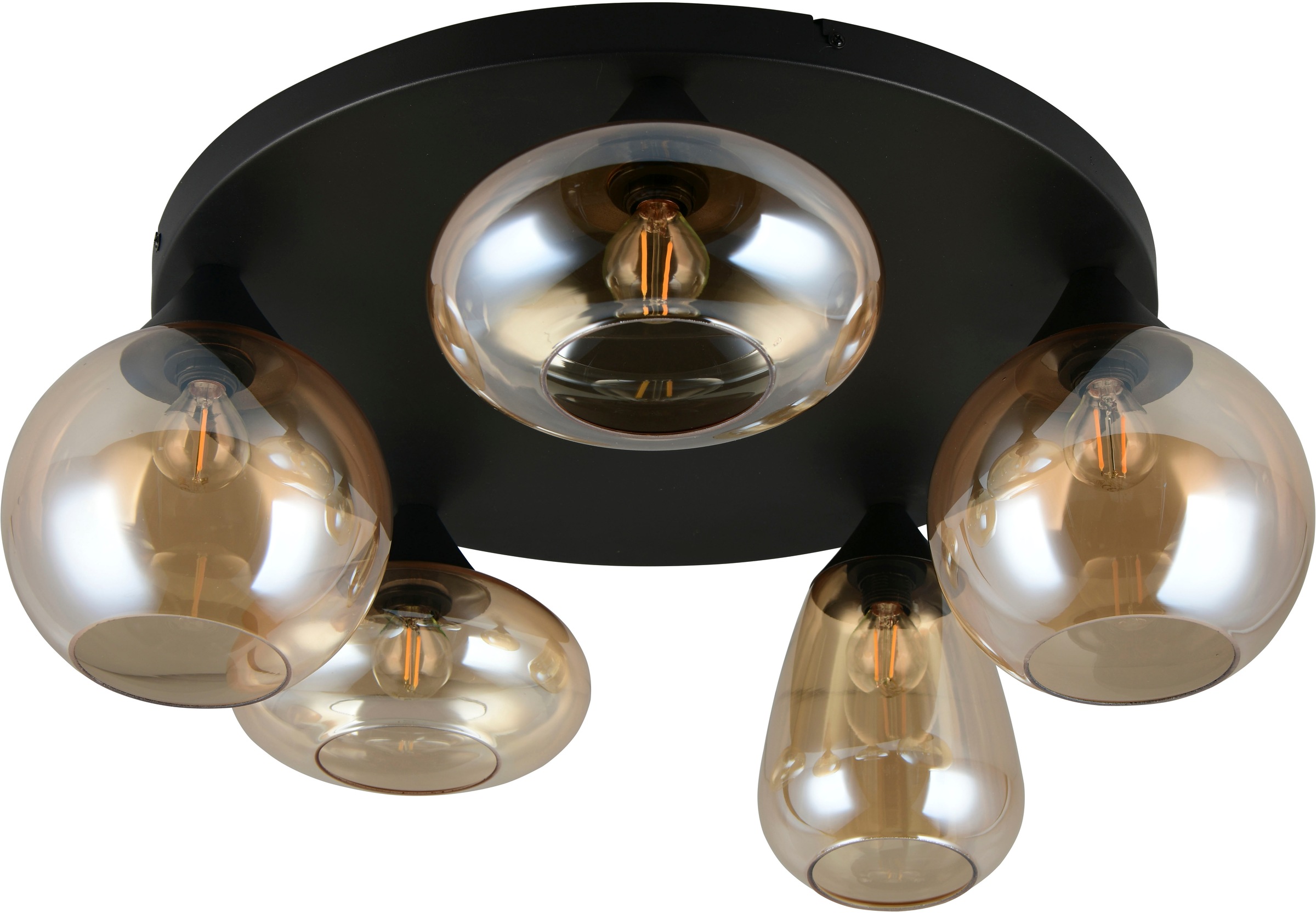 TRIO Leuchten Deckenleuchte »Lumina, Deckenlampe 5-flammig mit Glasschirm, exkl 5x E14 , max 10W« E14 1 Stk. warmweiß - kaltweiß Ø 64 cm Höhe 25 cm, spiegelnde Glas Lampenschirme in 3 modernen Formen