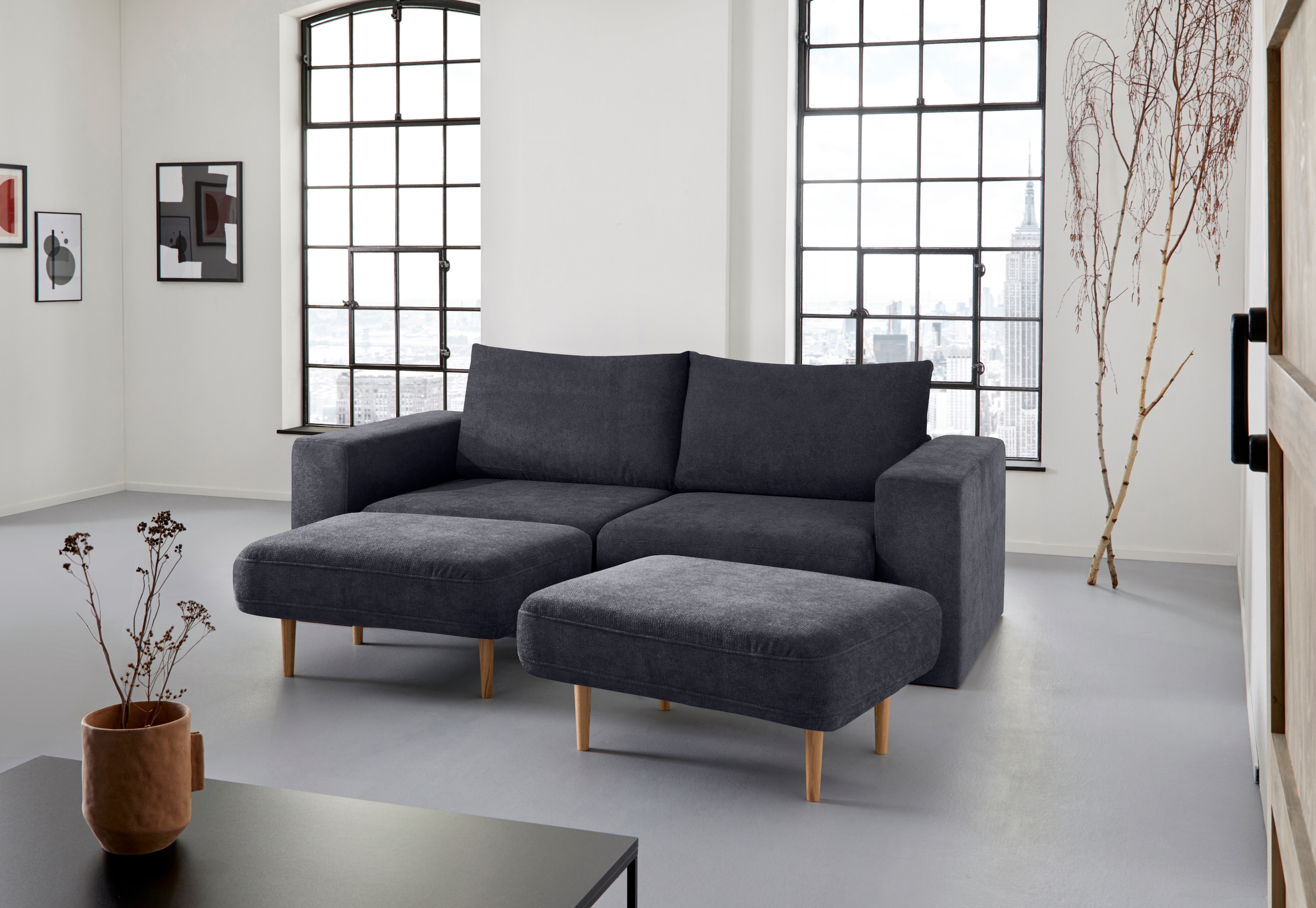 LOOKS by Wolfgang Joop wird 2 3,5-Sitzer Hockern Sofa »Looksv«, bestellen mit | BAUR aus Sofa Verwandlungssofa