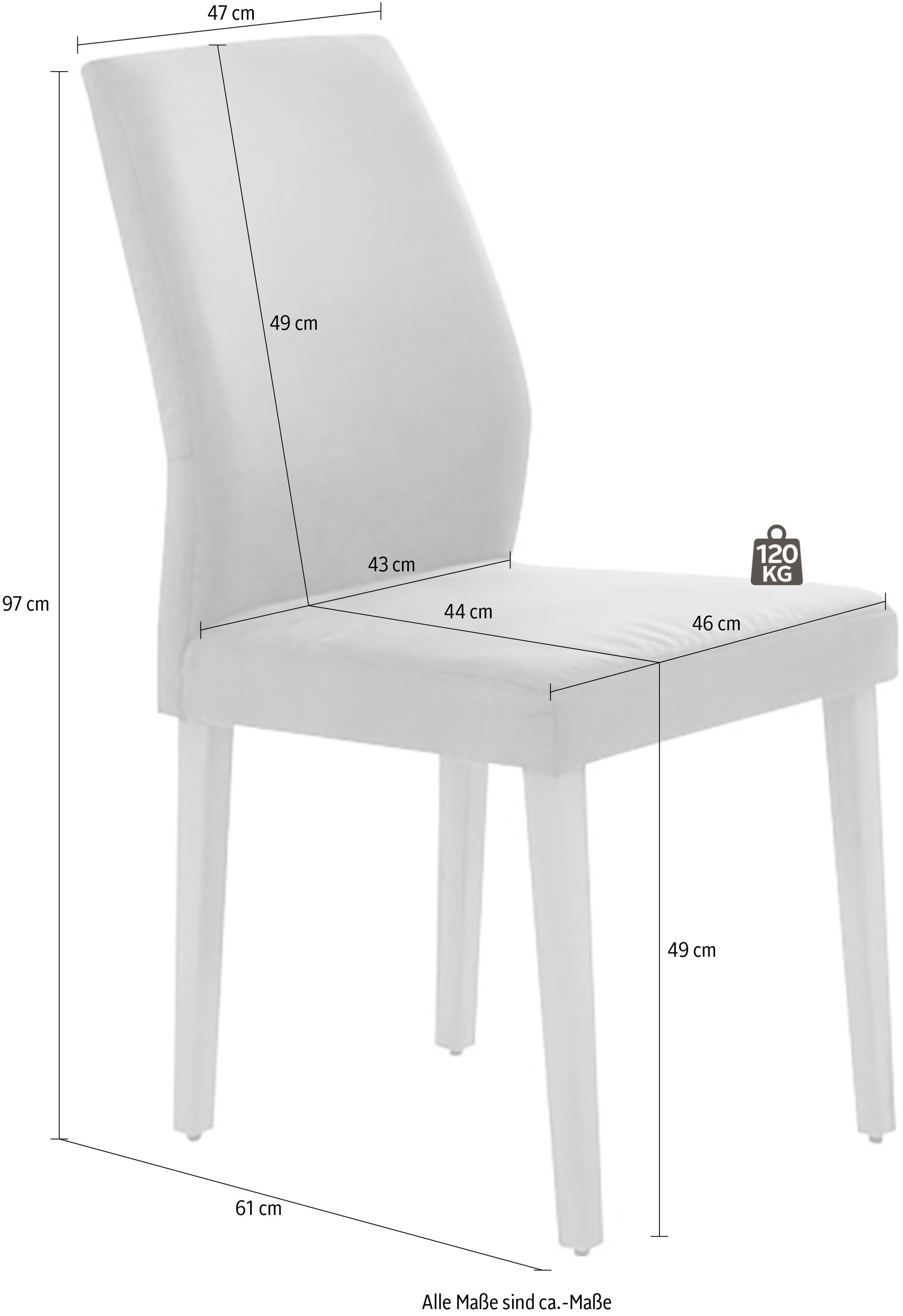 K+W Komfort & Wohnen 4-Fußstuhl »6193«, Aqua Clean, mit Massivholzbeinen in Wildeiche, gebogenen Rücken