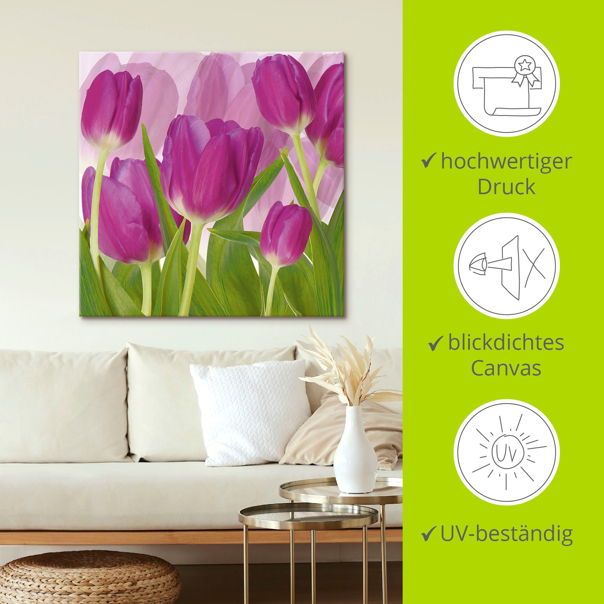 Artland Wandbild »Tulpenfeld lila« Blumen 1 Stk. tlg. als Alubild, Leinwandbild in verschied. Größen