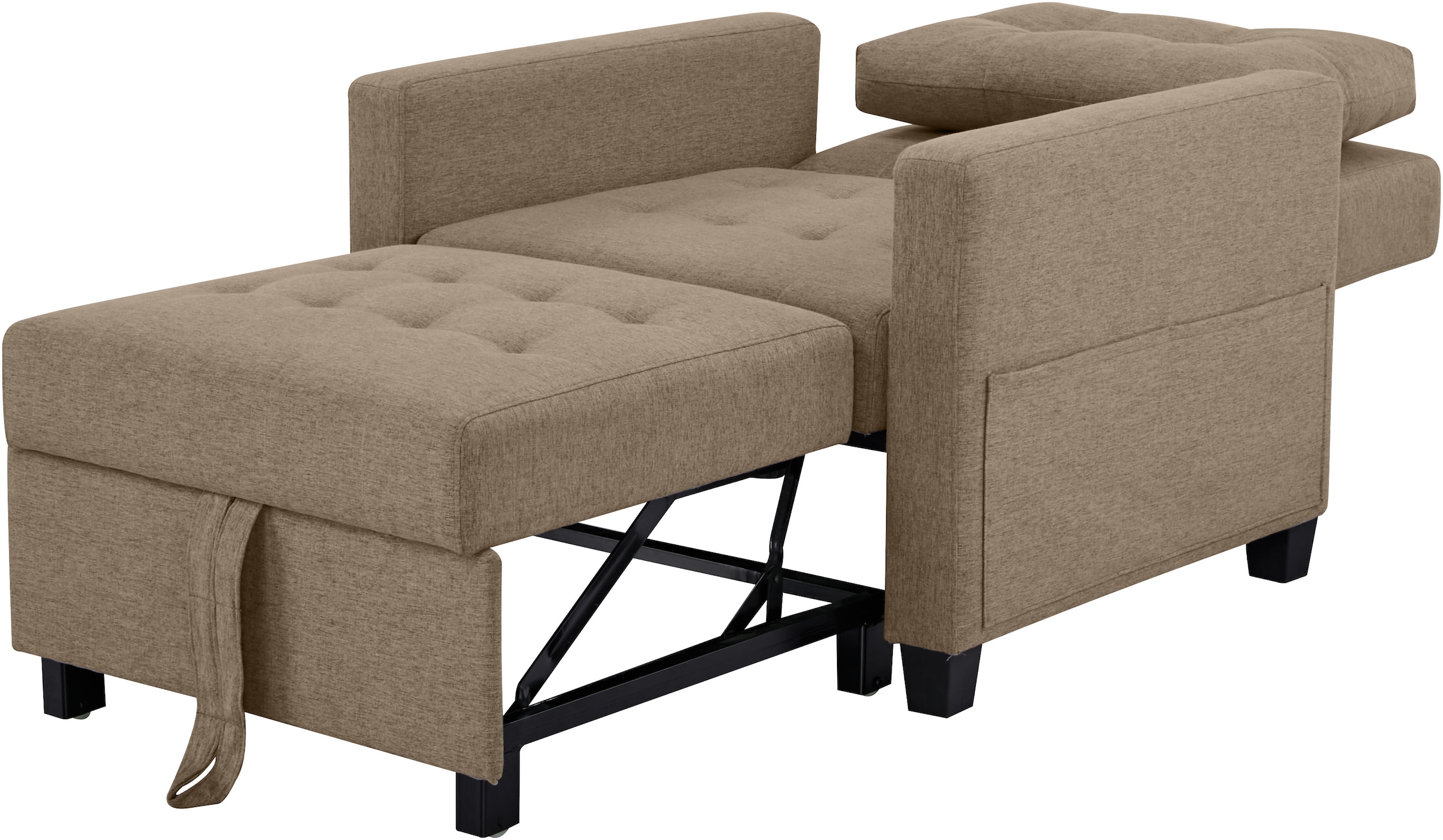 OTTO home Sessel »TYLLI, 91 cm, wandelbar zum Gästebett, Schlafliege, klappbar« verstellbarer Rückenlehne, Klappmechanismus, Webstoff