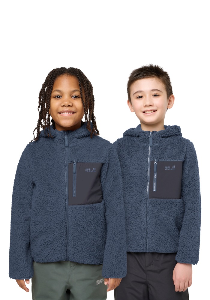 Jack Wolfskin Fleecejacke "ICE CURL HOOD JACKET K" mit Kapuze mit Kapuze, aus Polyester-Fleece, in normaler Schnittform