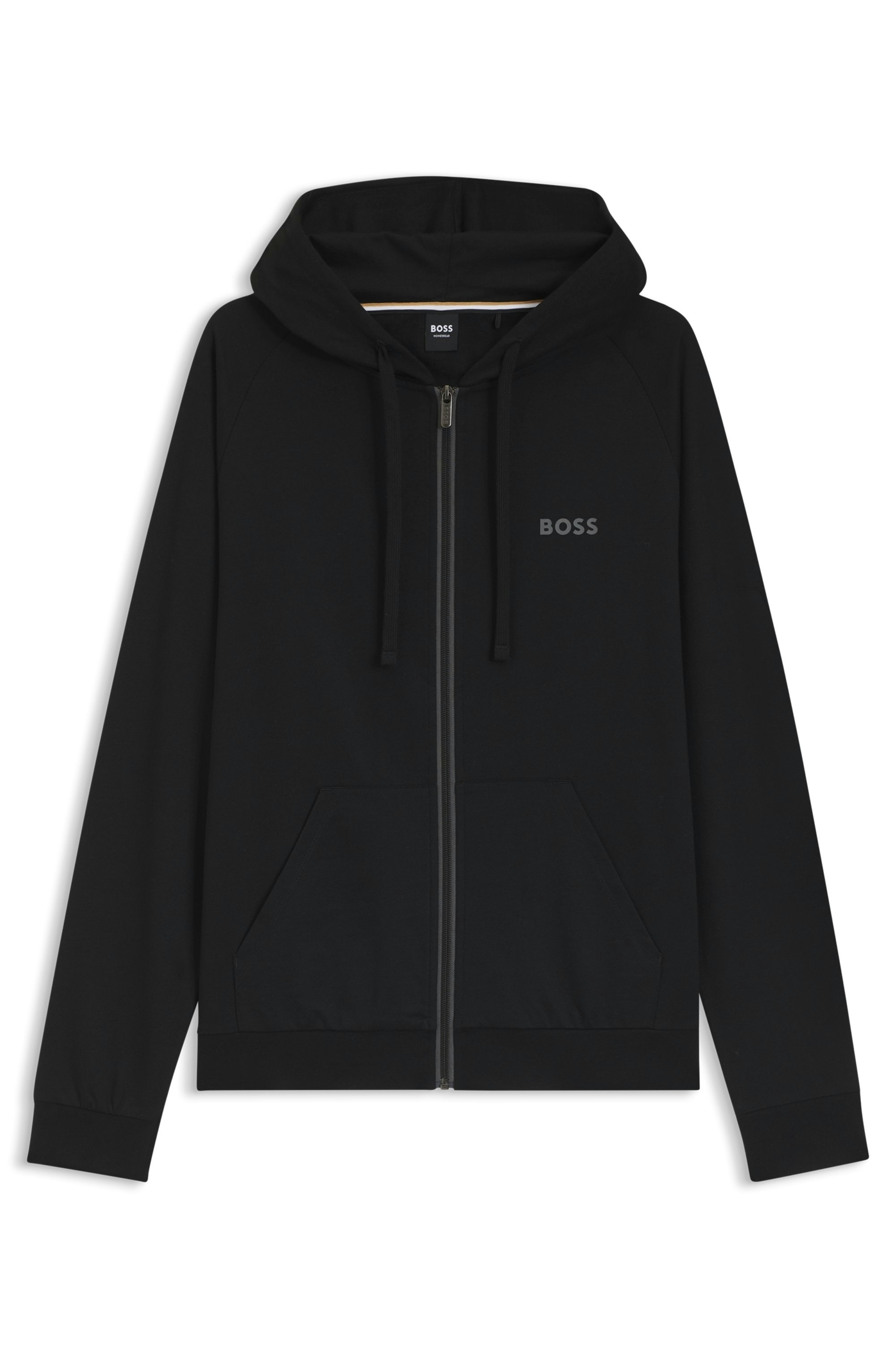 BOSS Kapuzensweatjacke »Authentic« aus Baumwoll-Terry mit kontrastfarbenem Reißverschluss