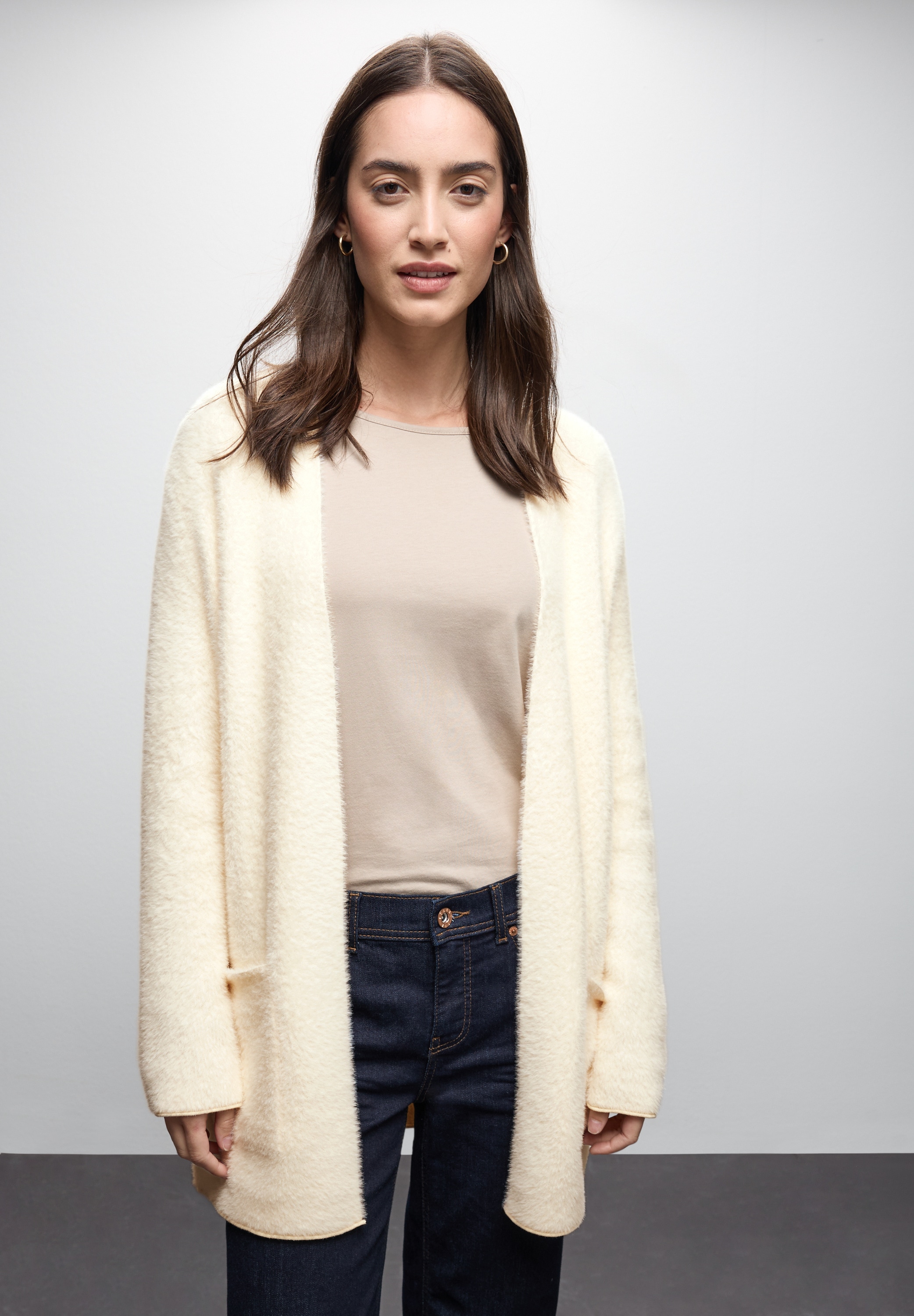 STREET ONE Cardigan lang und in Federgarn-Qualität, offen günstig online kaufen