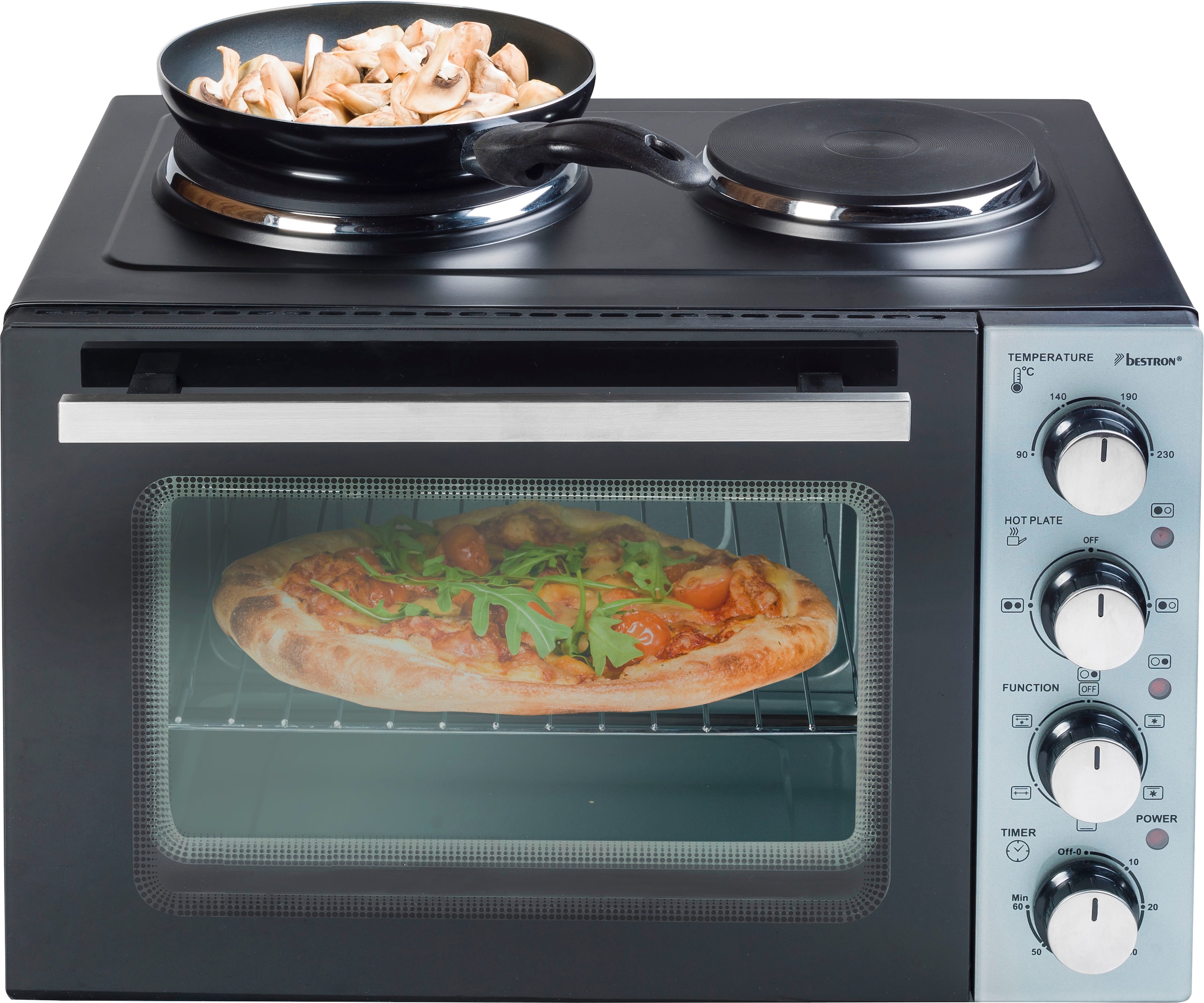 Kleinküche bestron und Schwarz Doppelkochplatte, »AOV31CP mit Crispy Watt, BAUR | & Ofen per 3200 Raten Co«,