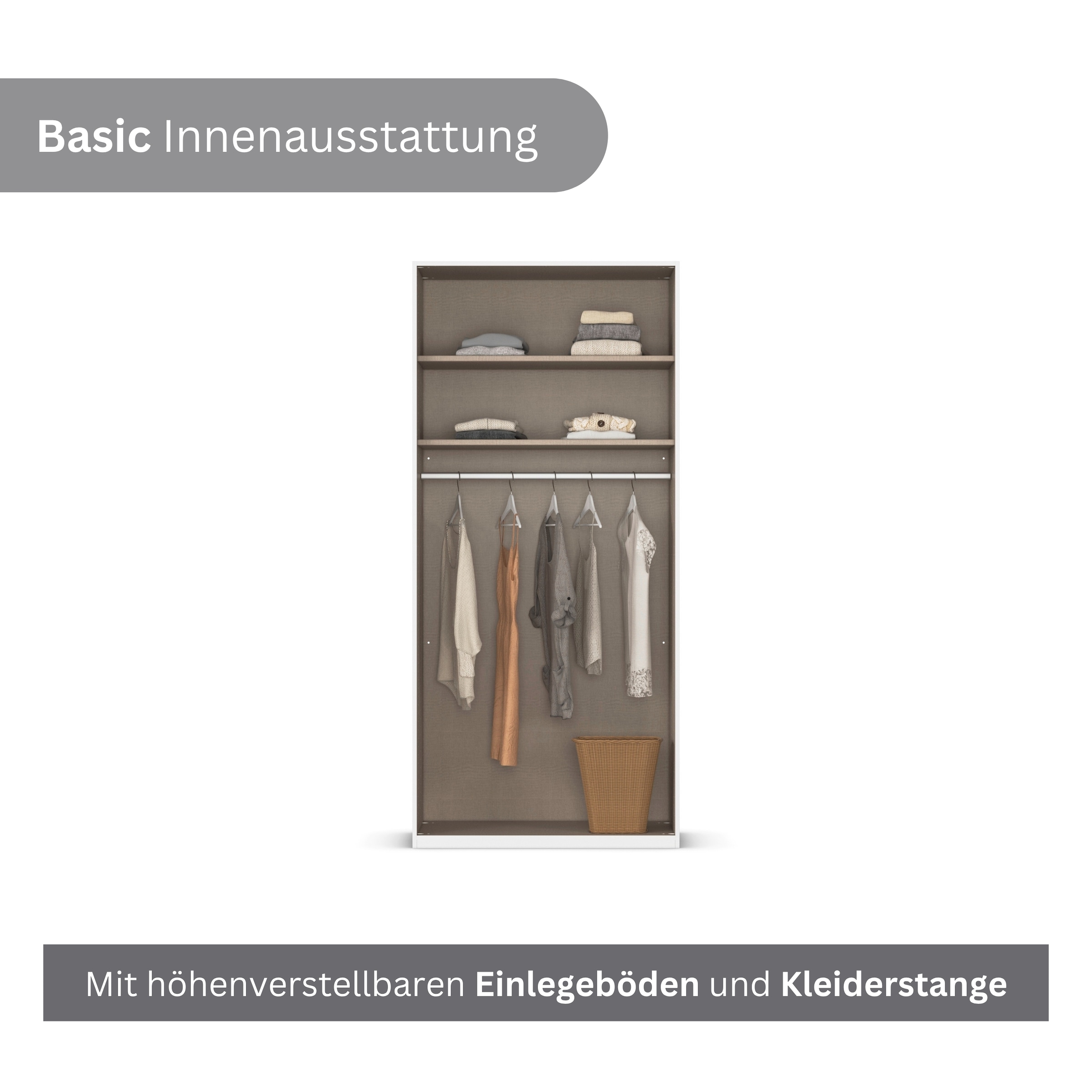 LeGer Home by Lena Gercke Kleiderschrank »Schrank Garderobe Ankleide Schlafzimmer Flur Serina«, (in 3 verschiedenen Ausstattungen BASIC/CLASSIC/PREMIUM), in 6 Breiten (101 - 401 cm) mit Front Glas oder Dekor MADE IN GERMANY