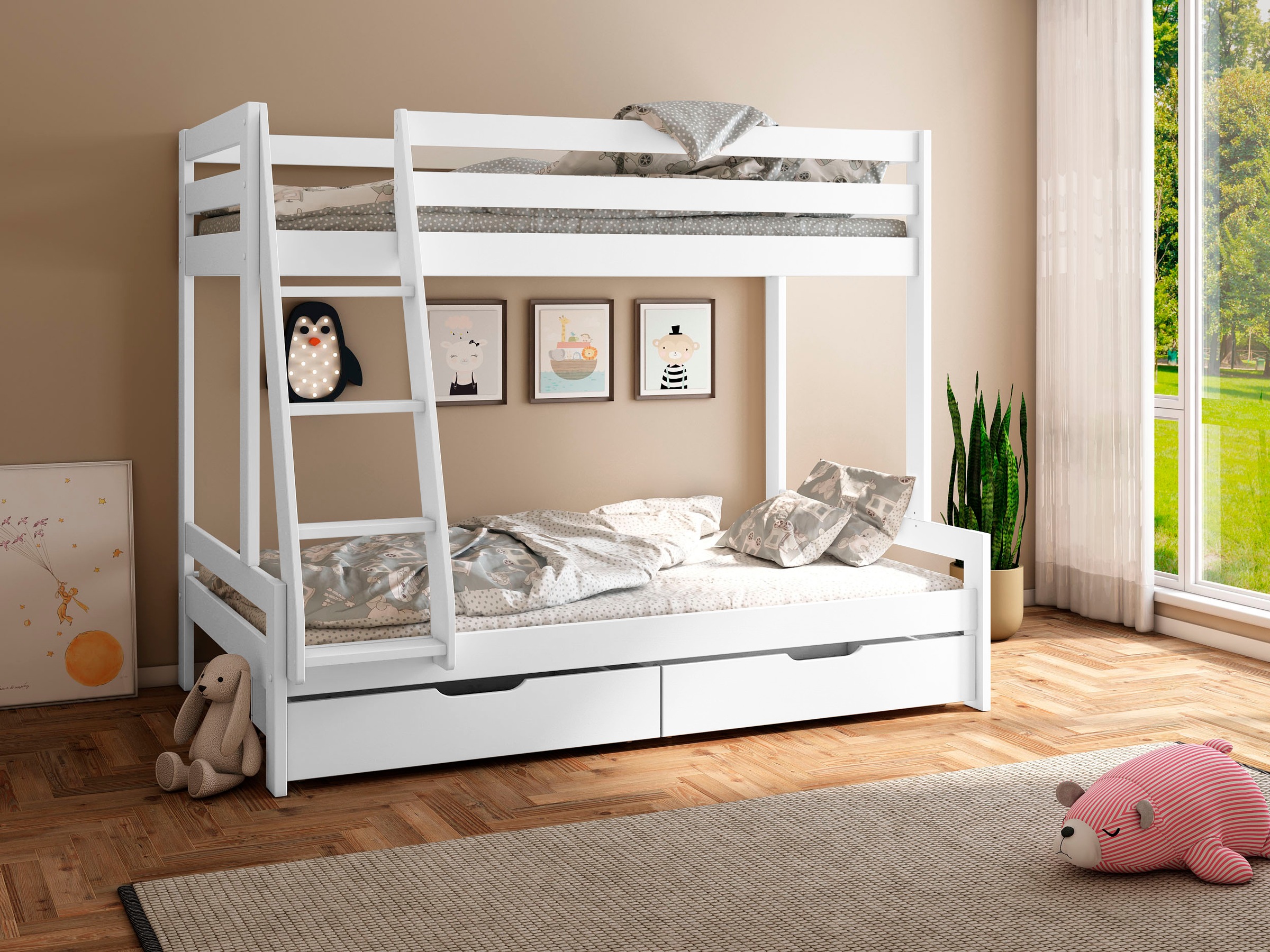 Etagenbett OTTO HOME, B:138cm L:206cm, weiß, Kinderzimmer, Etagenbetten, "Doppelstockbett, Hochbett, "NORA" BESTSELLER", mit Schubladen,