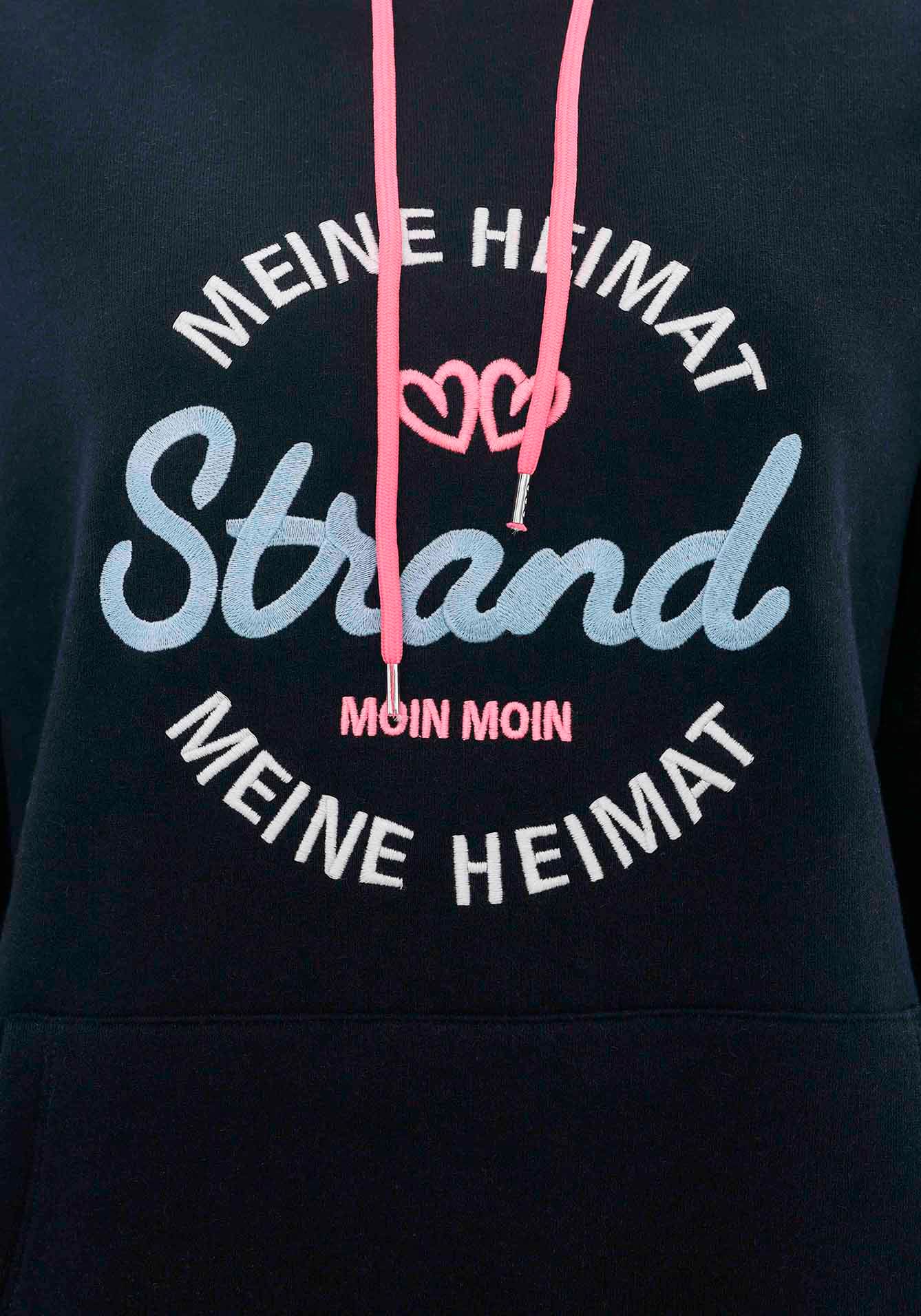 Zwillingsherz Sweatshirt, mit neonfarbenen Kordeln und aufgesticktem Anker-Motiv