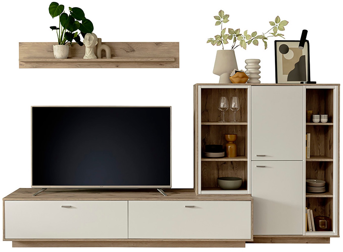MCA furniture Wohnwand »SANTERNO«, (Komplett-Set, 3 St., 3-teilg), Wohnzimmer Set (3-tlg.), Türen & Schubkästen gedämpft, Breite 287 cm