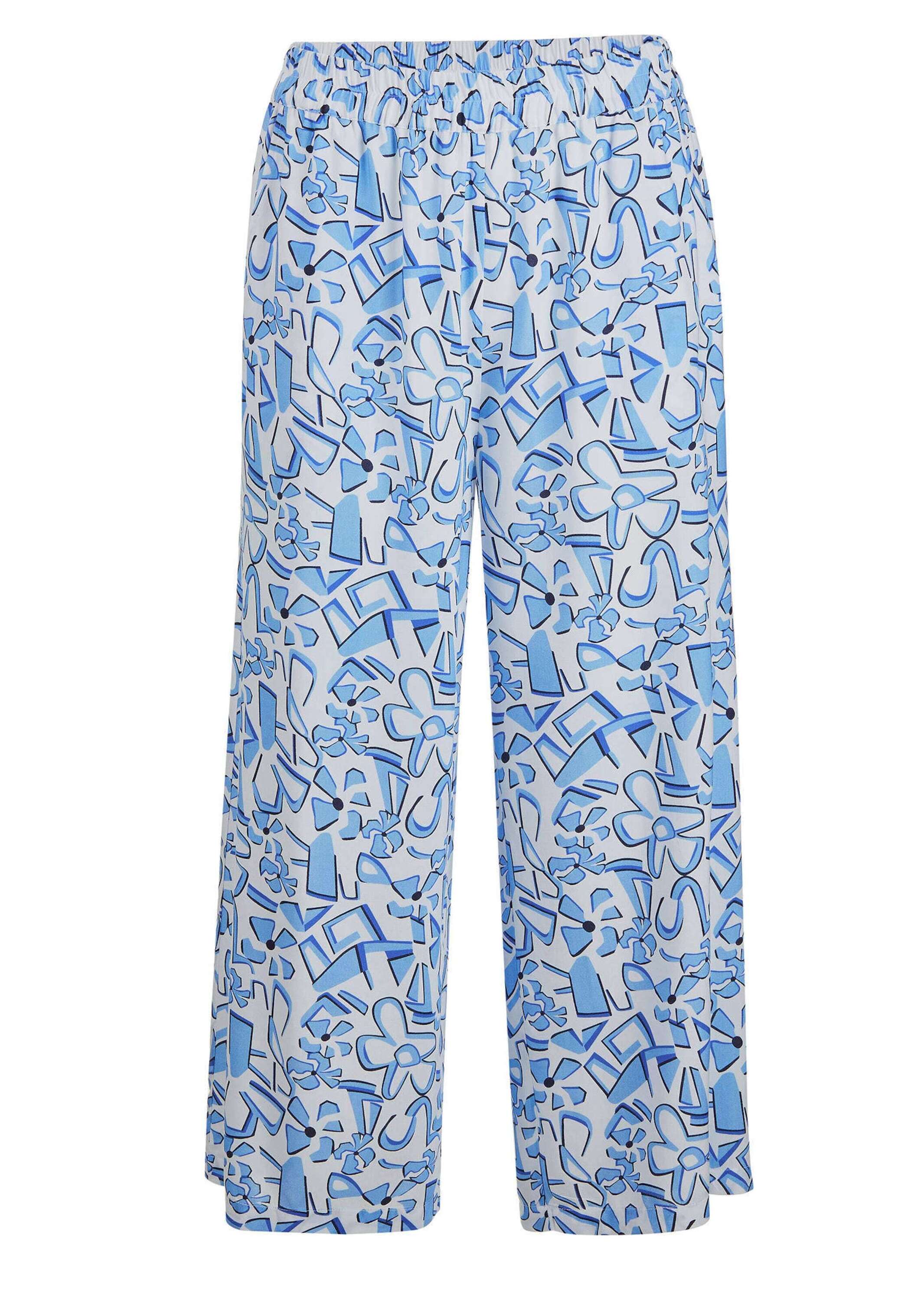 GOLDNER Schlupfhose "Kurzgröße Weite Schlupfhose VERA mit Print" fließende Viskose