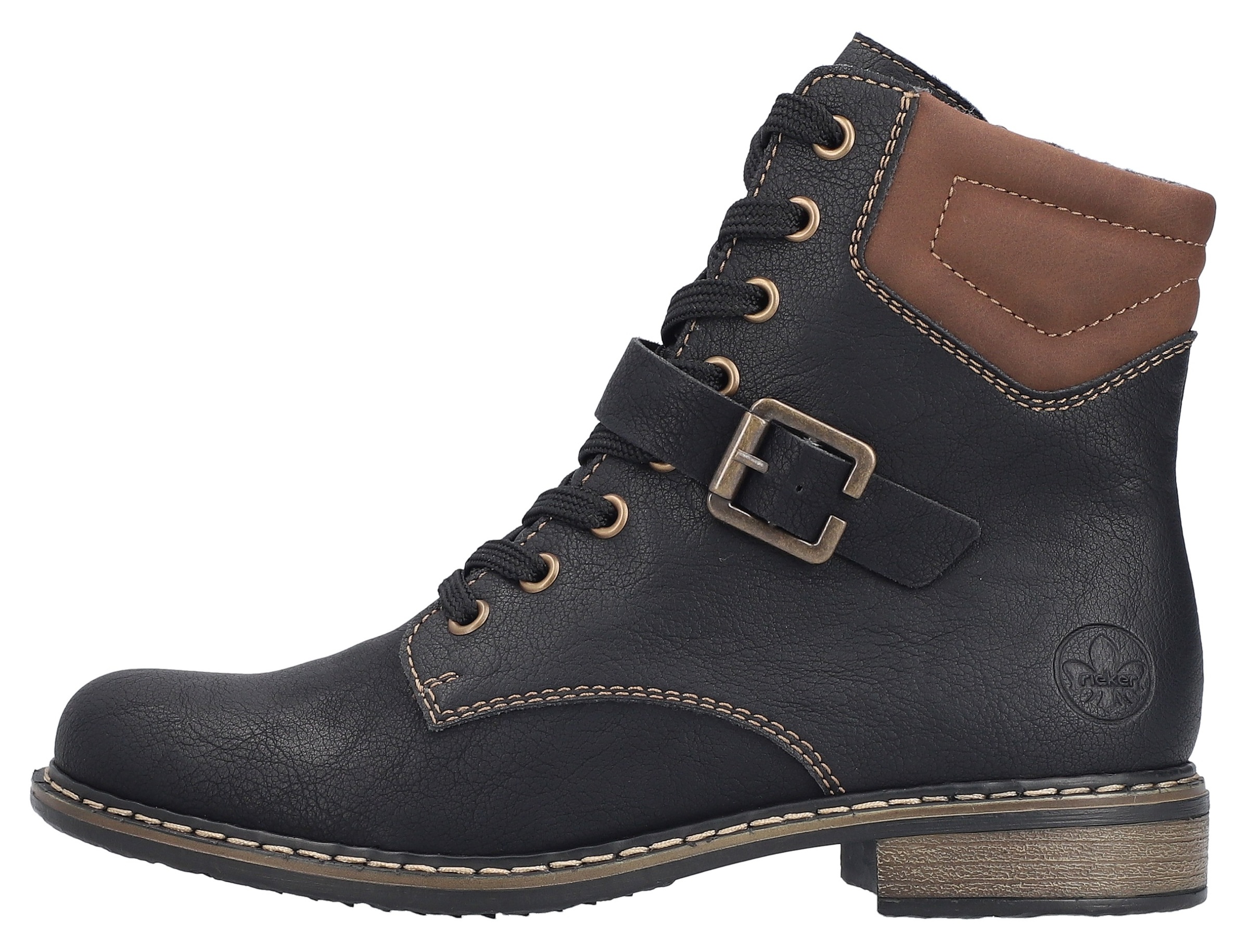 Rieker Schnürstiefelette, Schnürboots, Stiefelette, Blockabsatz, mit gepolstertem Schaftrand