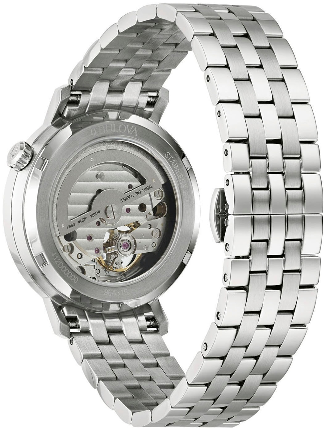 Bulova Automatikuhr, Armbanduhr, Herrenuhr, Mechanische Uhr, Edelstahlarmband, analog