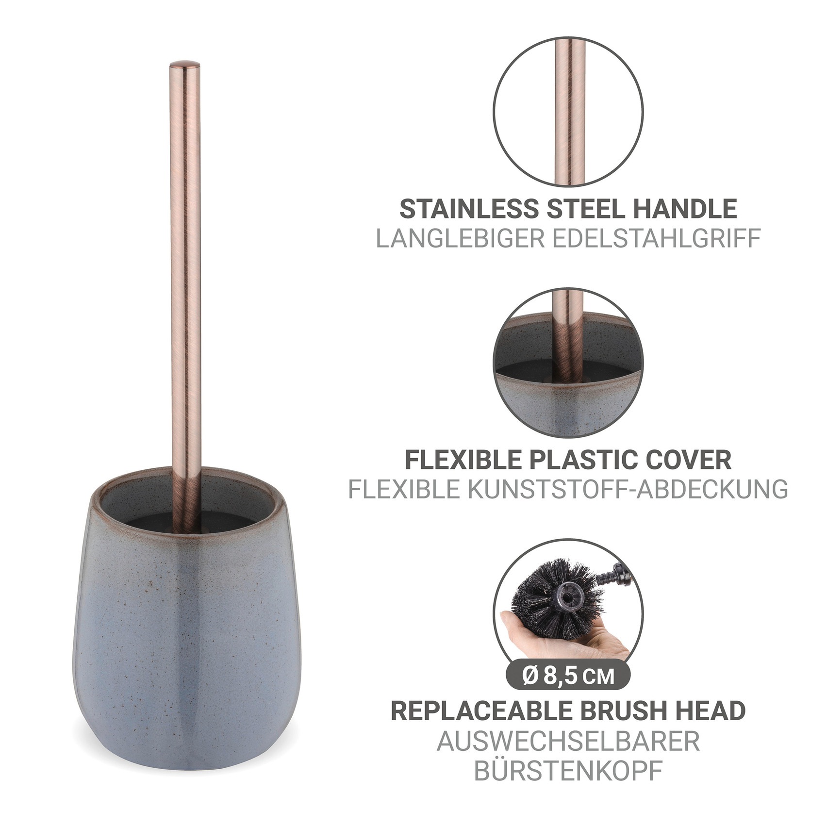 WENKO WC-Garnitur »Sirmione« aus Edelstahl | Keramik | Kunststoff