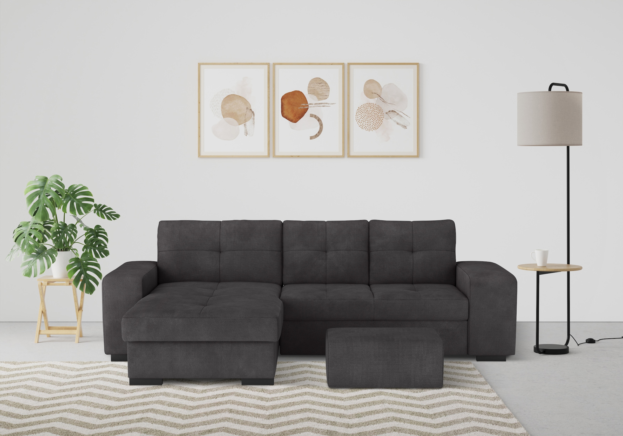 COTTA Ecksofa "Mattina L-Form", mit Hocker, wahlweise mit Bettfunktion & Be günstig online kaufen