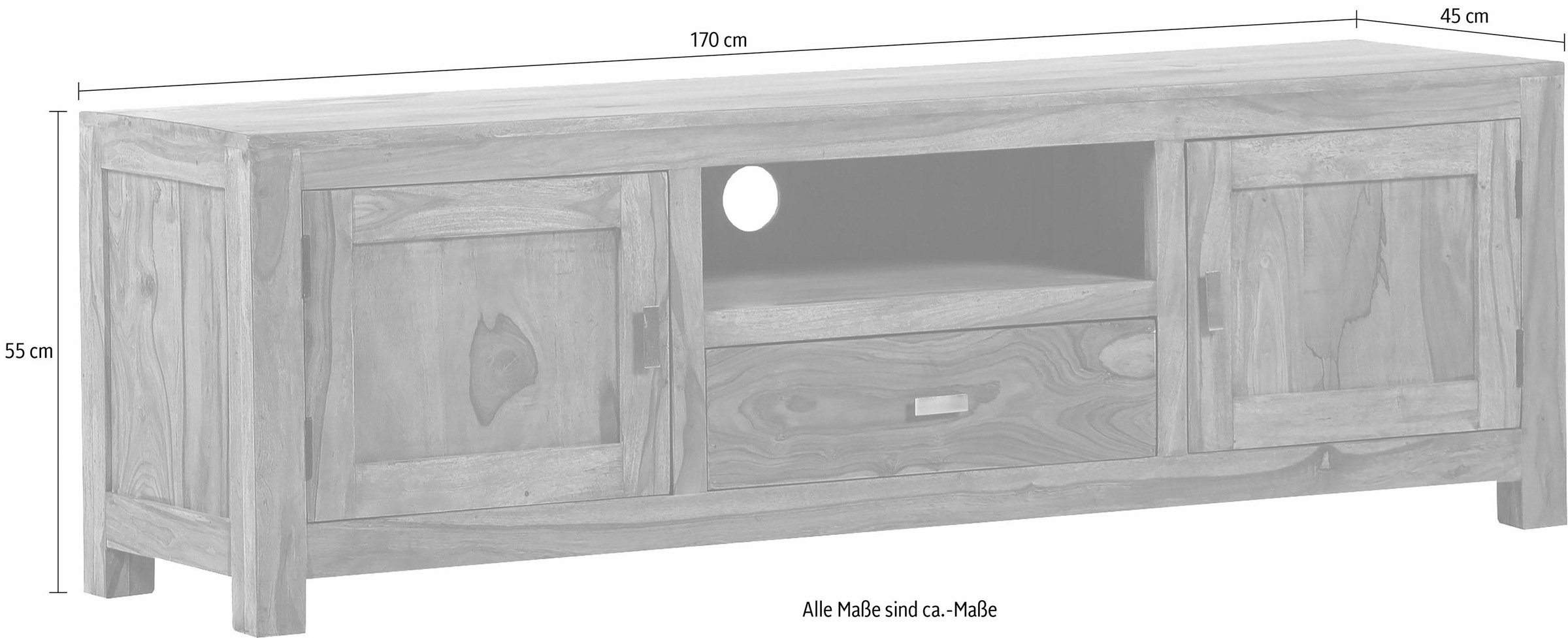 Gutmann Factory Lowboard »Inka«, aus massivem Sheesham Holz, Breite 170 cm