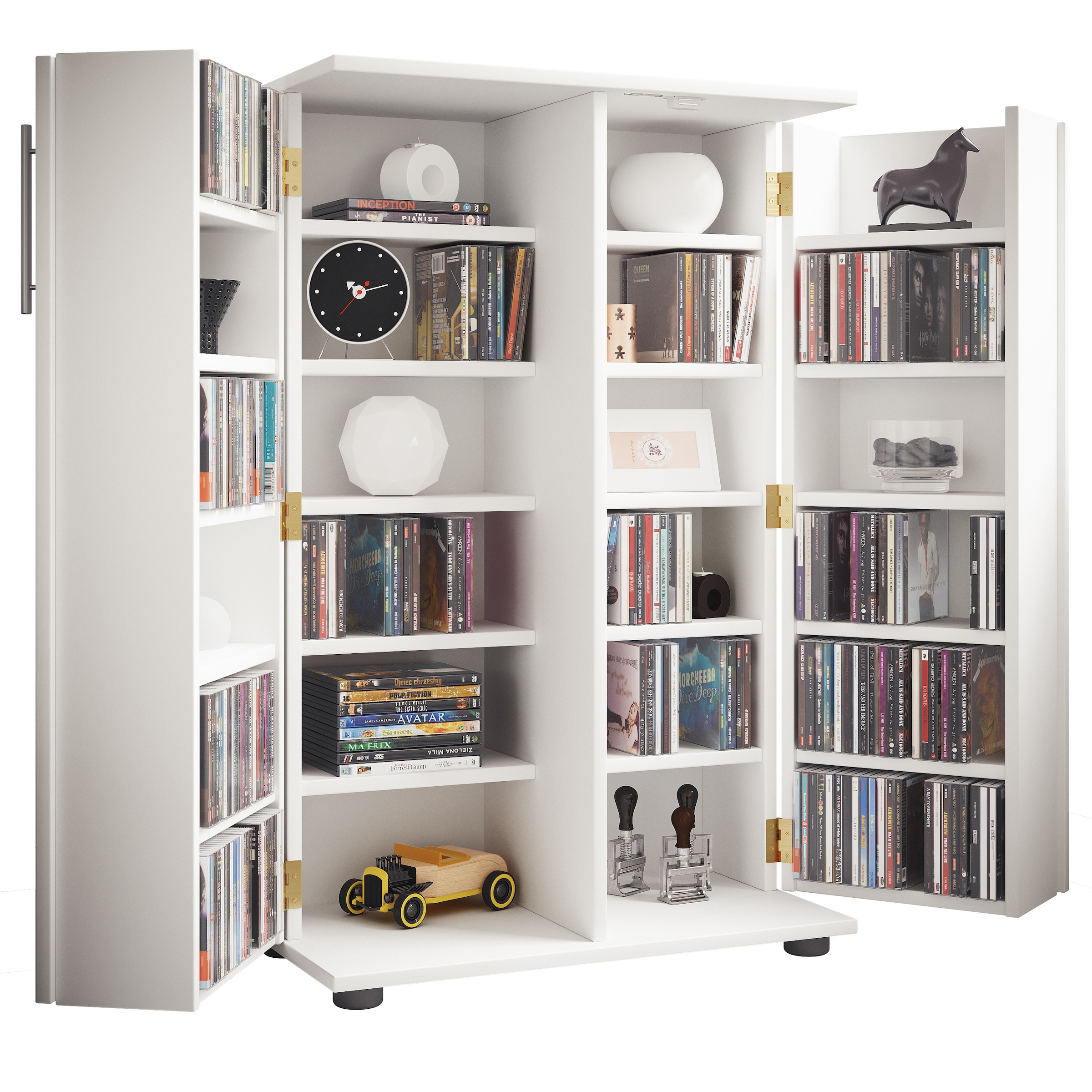 Vcm Weiß Media-Regal "Holz Schrank Cd Dvd Regal Abschließbar Engalo Xl" 1 Stk. Tlg. von Baur