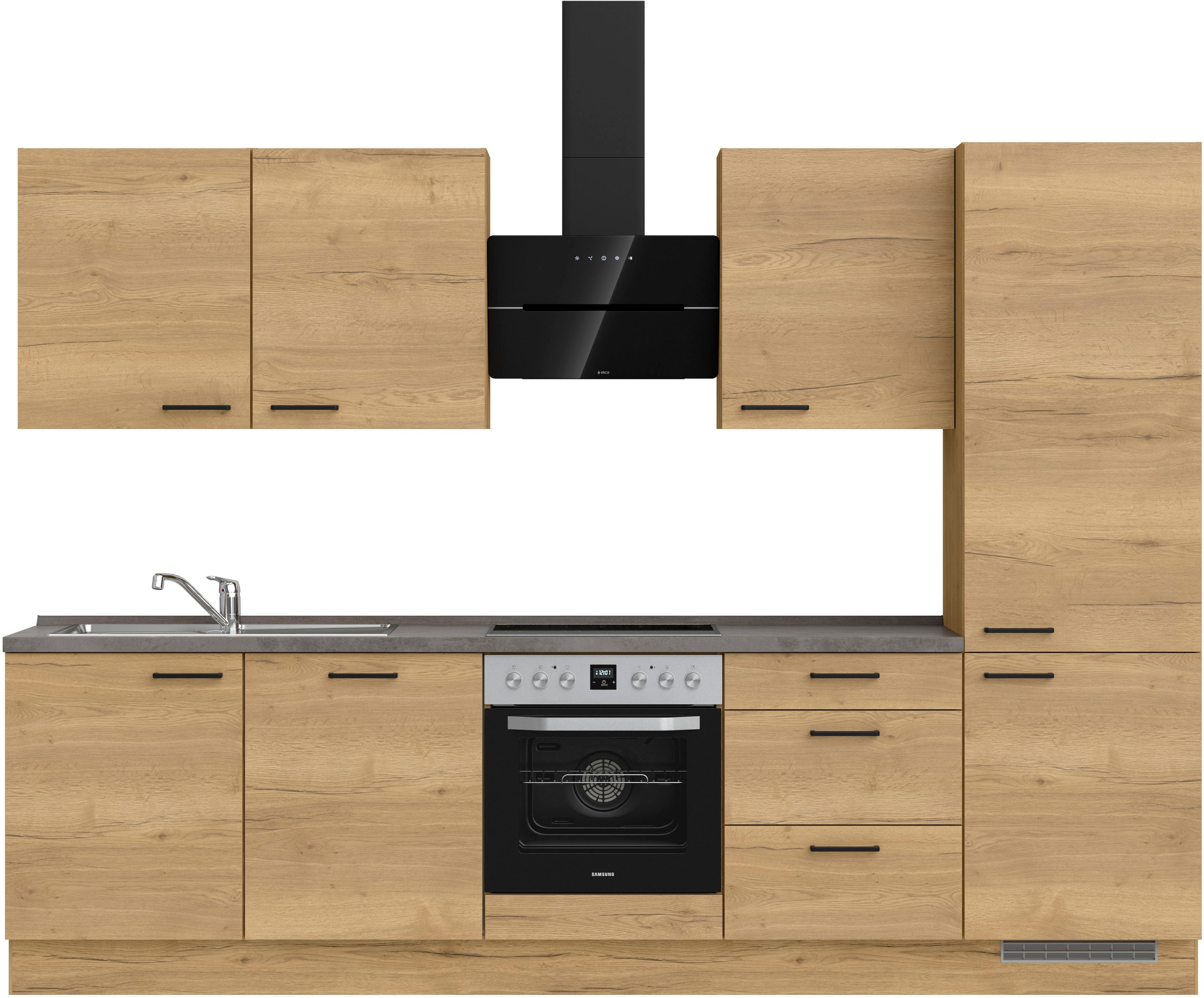 nobilia Küchenzeile ""Structura II", NEU: individuell anpassbar mit gratis Profi-Beratung" vormontiert, Breite 300 cm, Ausrichtung wählbar, wahlw. mit E-Geräten