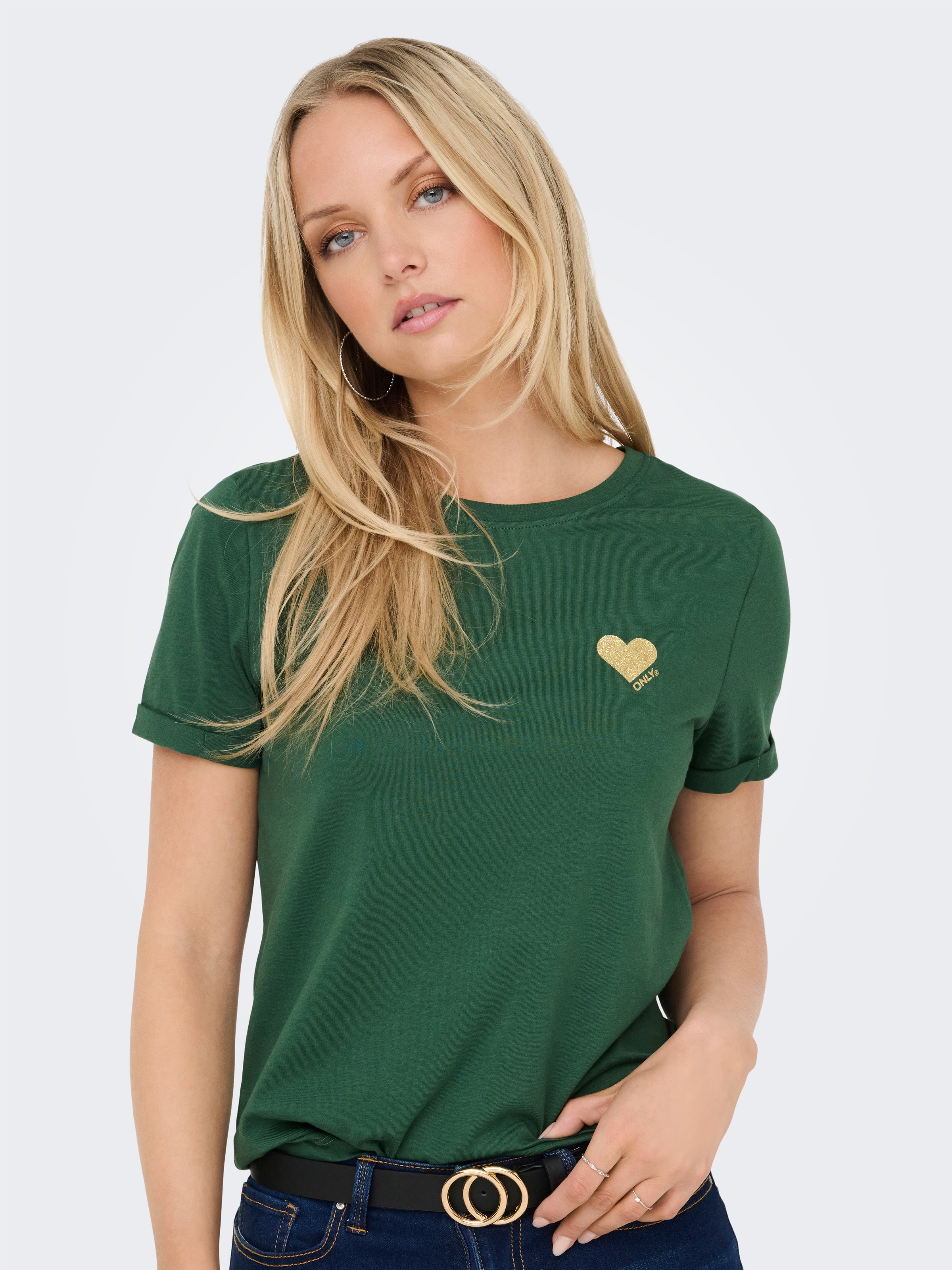 ONLY Kurzarmshirt "ONLKITA – T-Shirt mit Logo-Print und Rundhalsausschnitt" günstig online kaufen