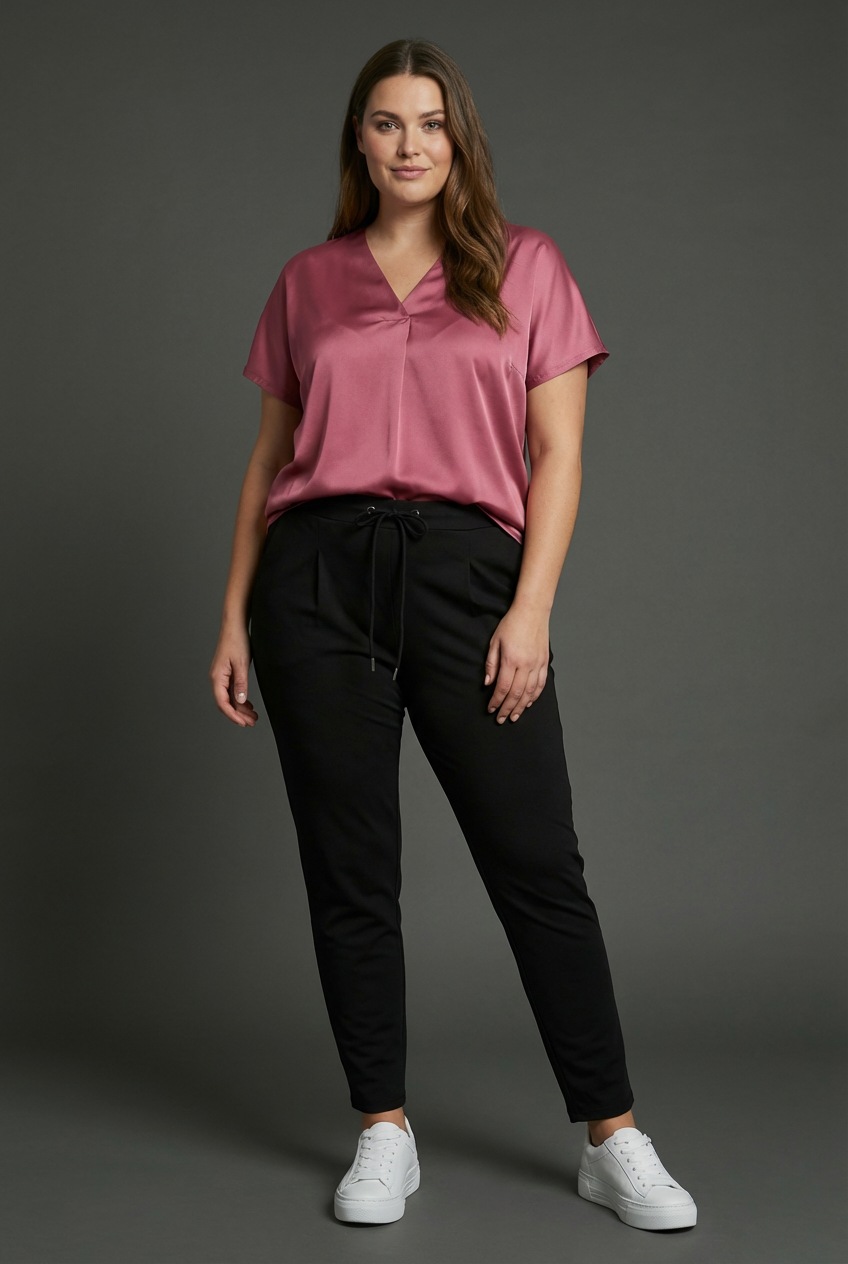 Laura Scott CURVE Women Jogger Pants Black Size 56 3