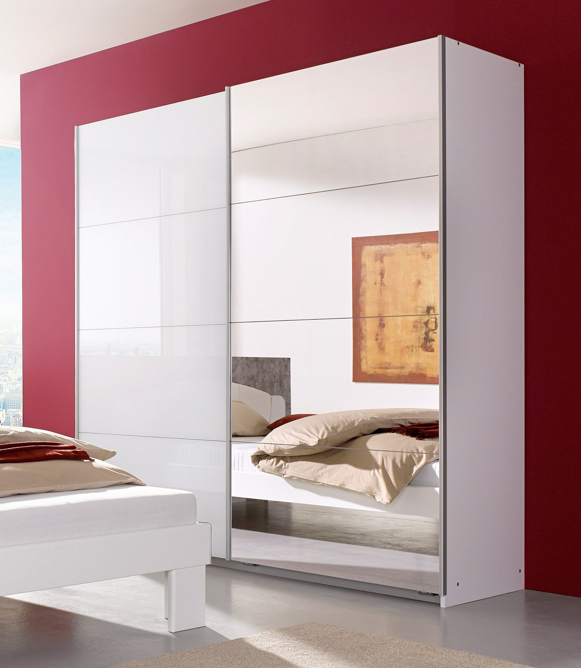 rauch Schwebetürenschrank »Subito Kleiderschrank Bestseller«, Schlafzimmerschrank Garderobe mit 4 Spiegel- und 4 Glaselementen