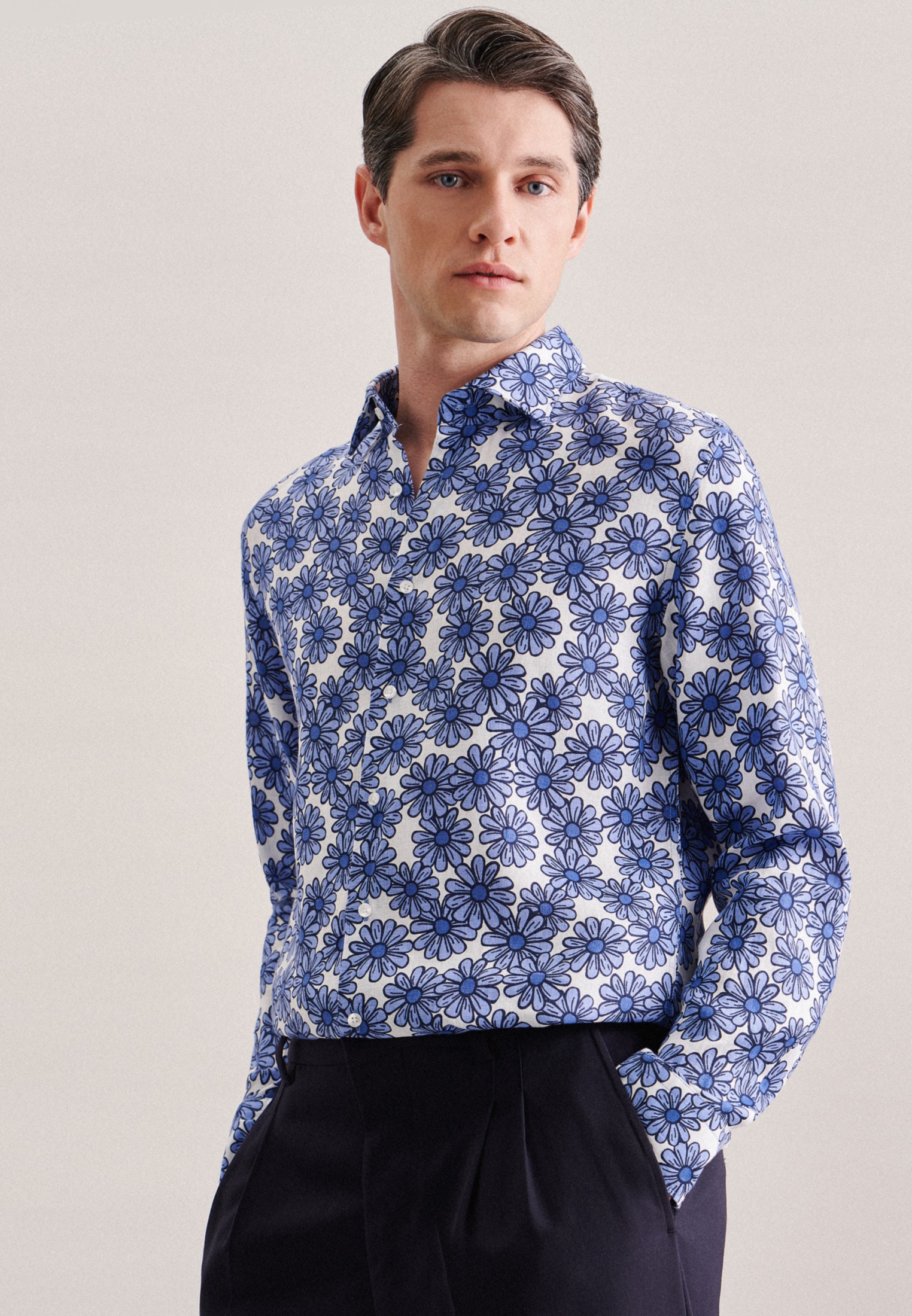 seidensticker Businesshemd "Slim" Slim Langarm Kentkragen Floral günstig online kaufen