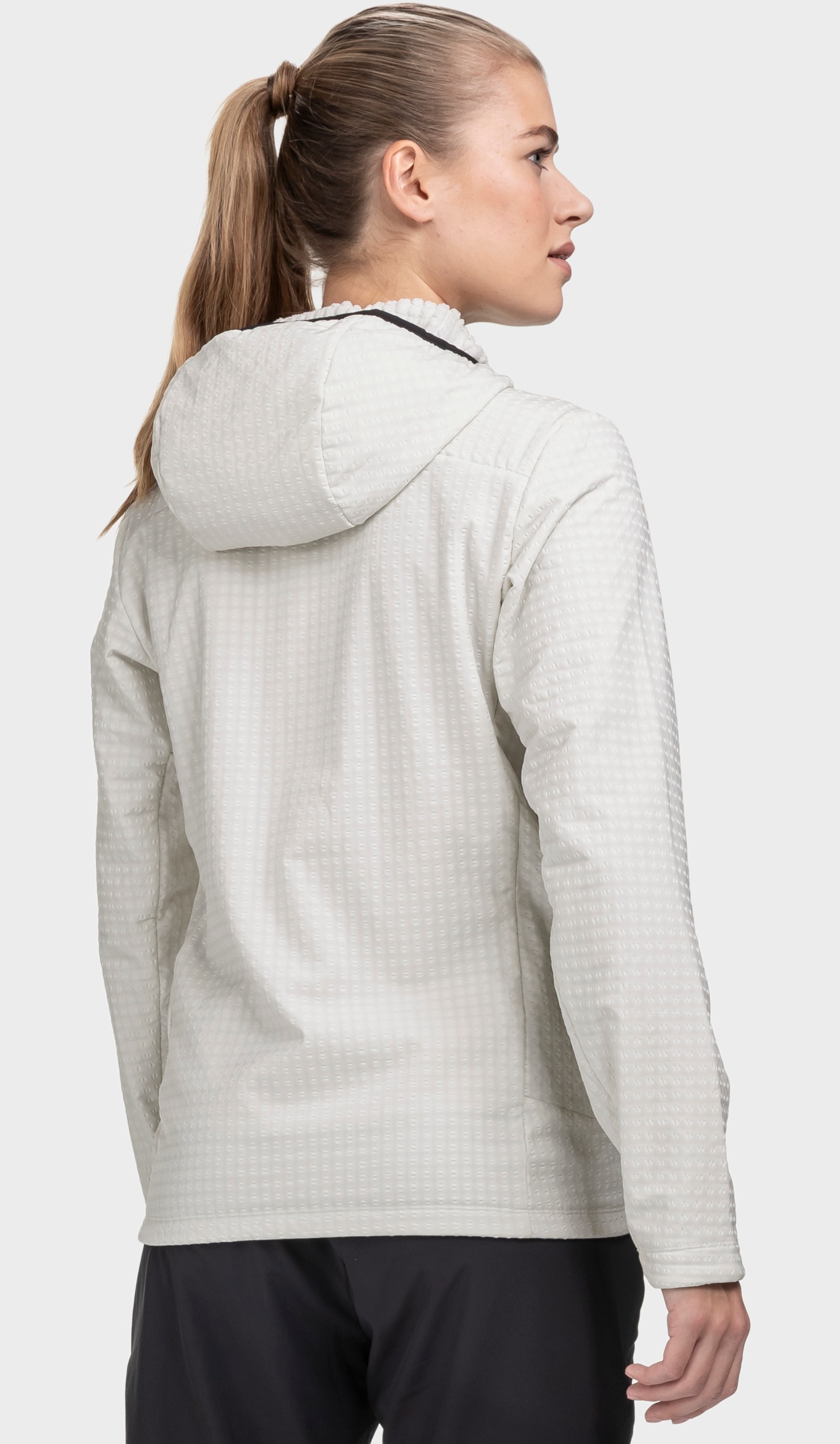 Fleecejacke SCHÖFFEL "Fleece Hoody Style Enixa WMN", Damen, Gr. 44, 9040, natur, Oberstoff: 92% Polyester, 8% Elasthan, regular fit, hoch geschlossener Ausschnitt, Jacken Fleecejacke 3