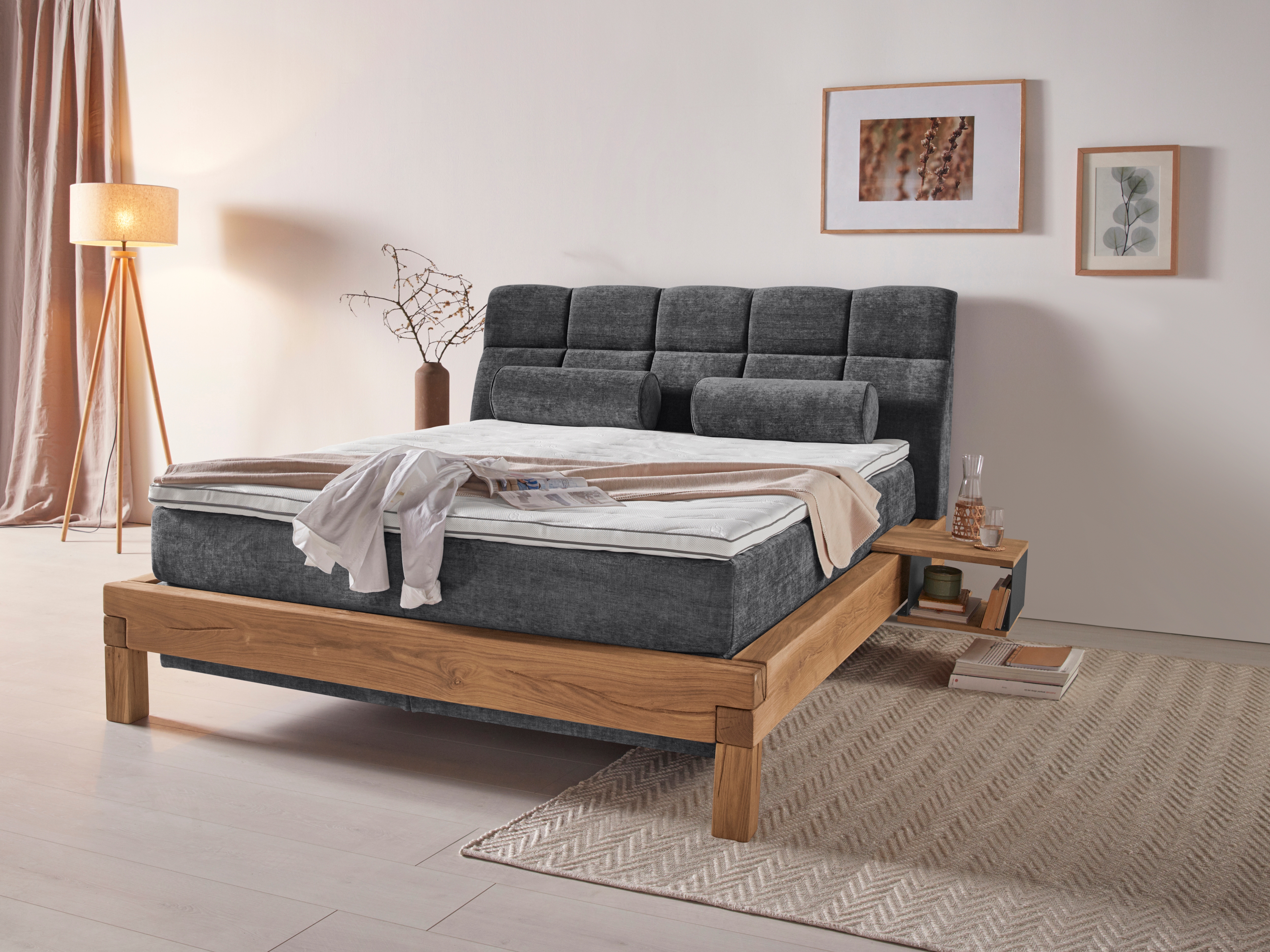 Home affaire Boxspringbett "Villads" Liegefläche: 160/200 cm aus Balkeneiche, Inside-Boxspring-Unterbau