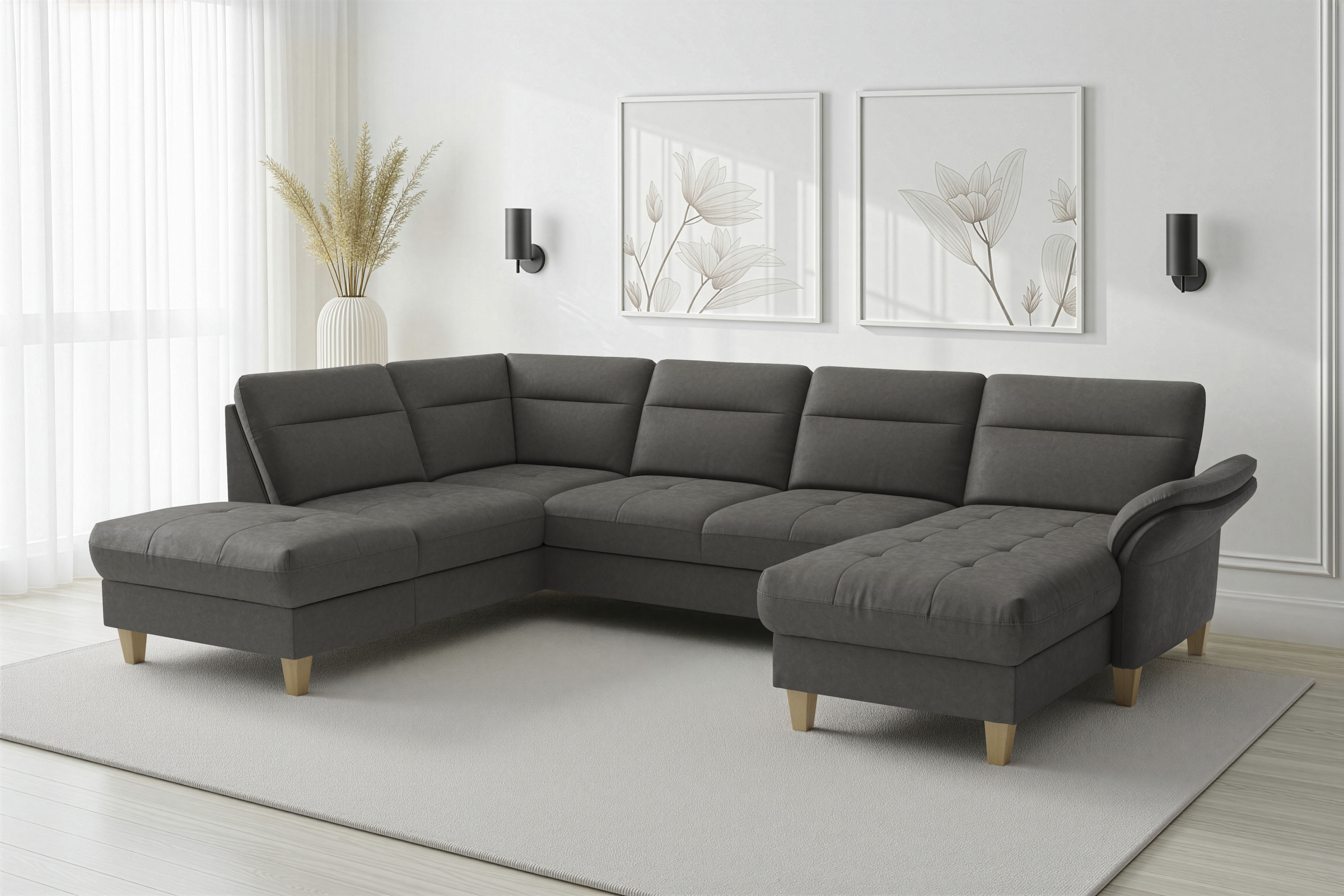 sit&more "Pamela U-Form, B: 292 cm, optional Schlaffunktion & Bettkasten" mit Federkern