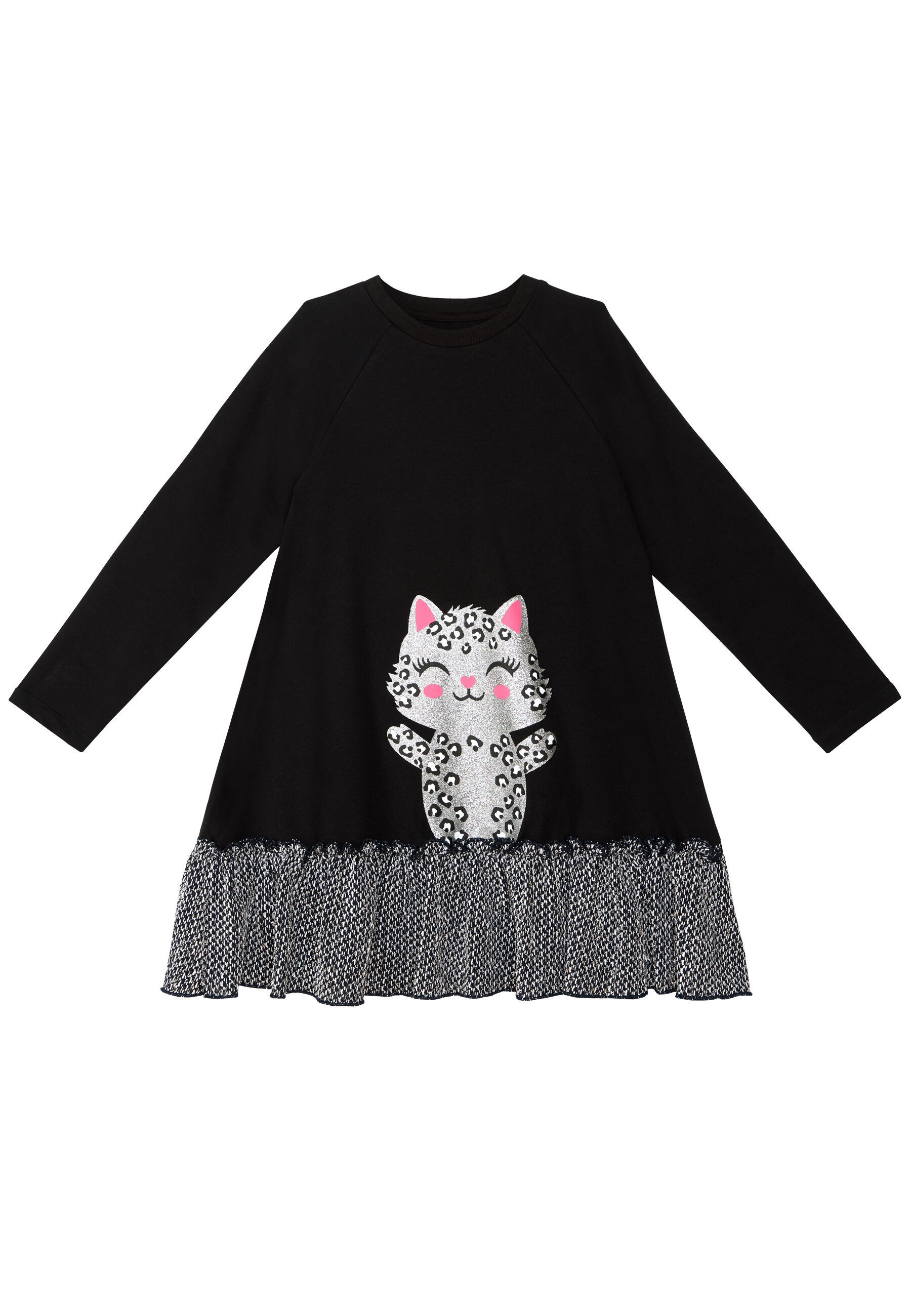 Denokids Shirtkleid »Silver Leopard«, mit Glitzer-Leoparden-Aufdruck