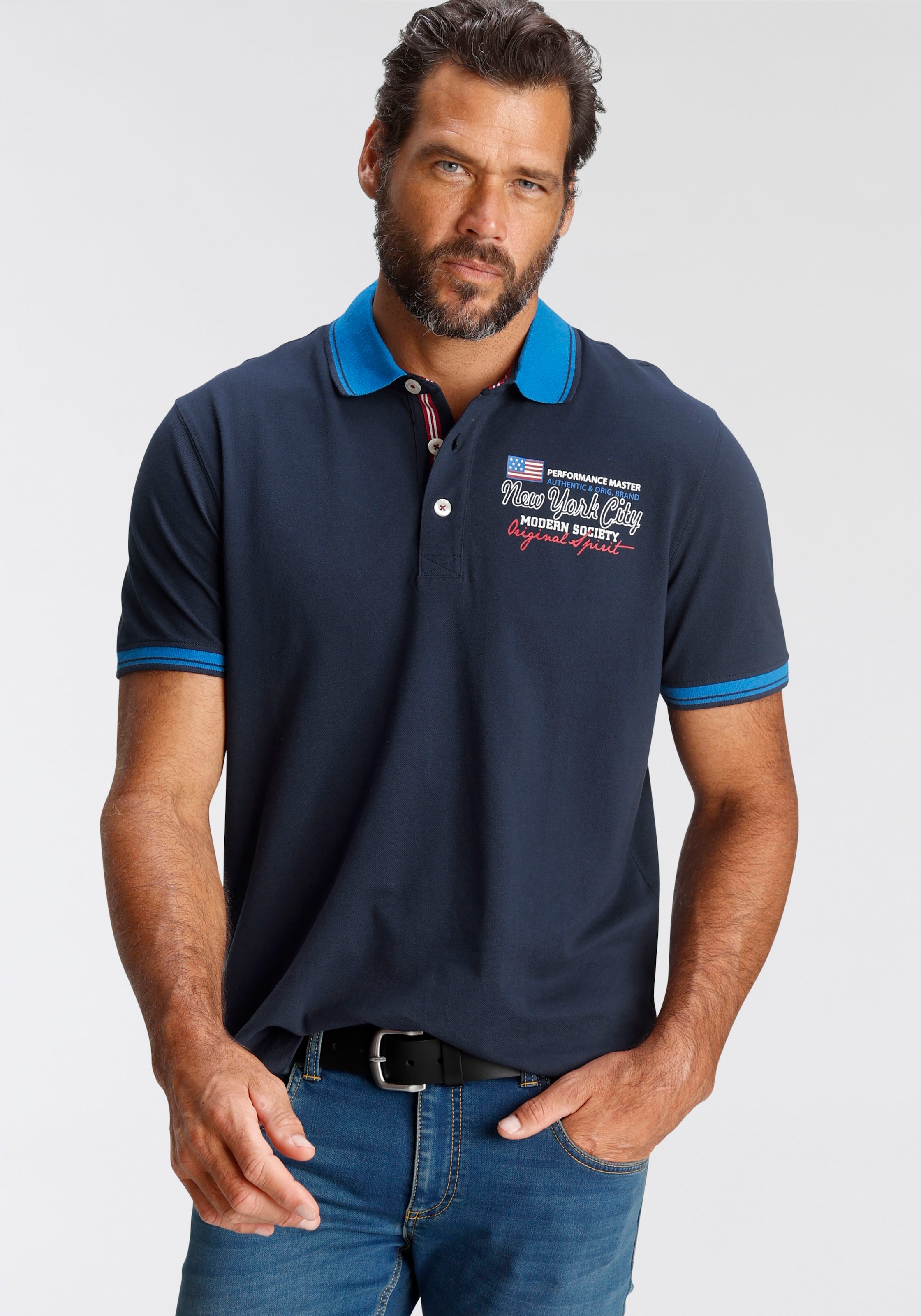 Man's World Poloshirt, mit kleinem Brustprint