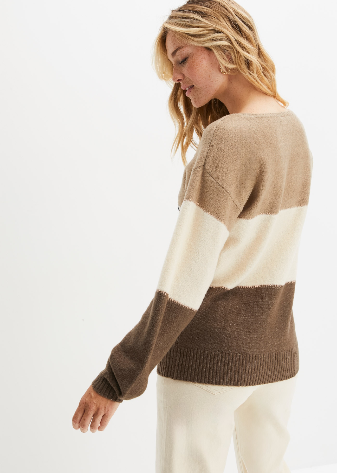 bonprix Strickpullover »Oversize-Pullover« Oversize-Fit, gemustert, Glitzergarn Details