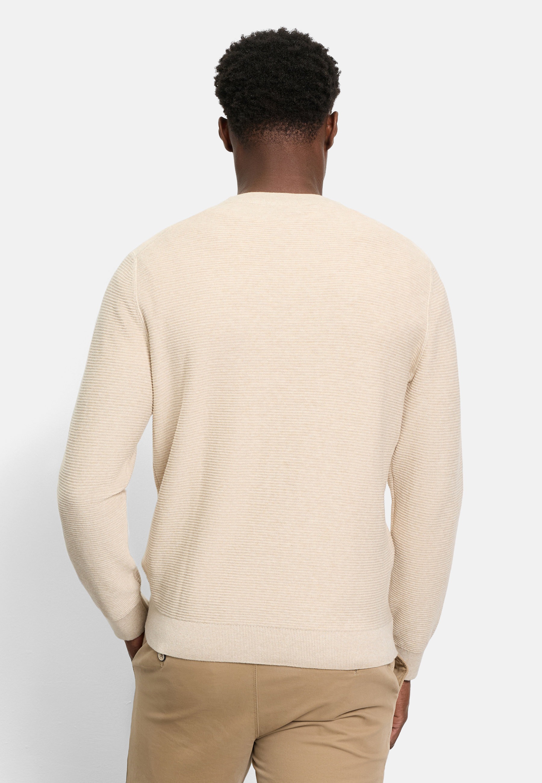 Strickpullover OLYMP "OLYMP Casual Strick", Herren, Gr. XL, hellbeige, 100% Baumwolle, Pullover Strickpullover 6