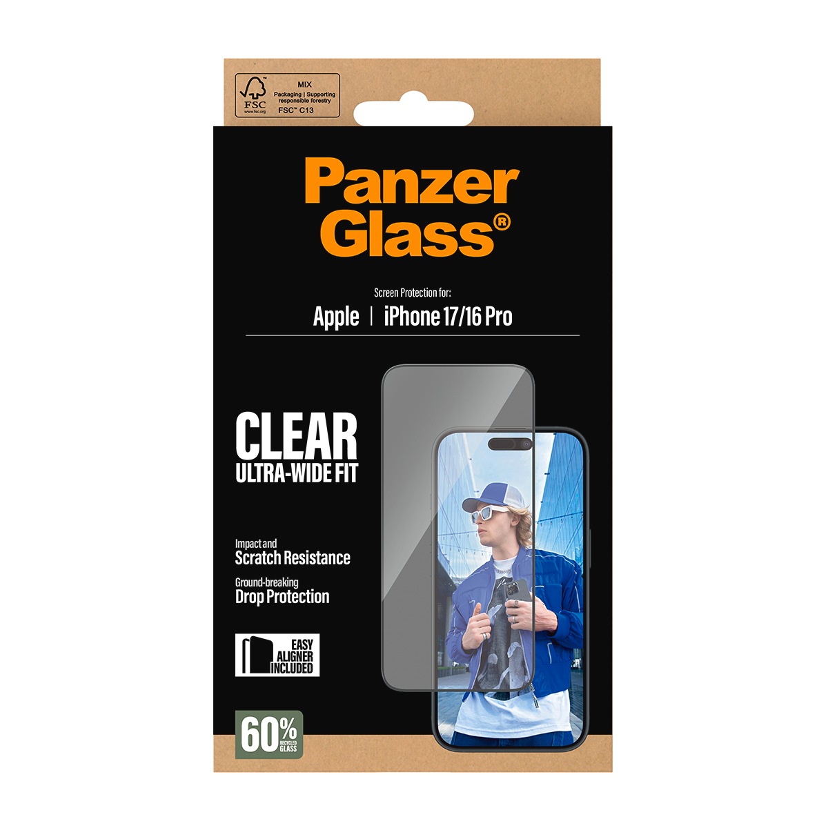 CARE by PanzerGlass Displayschutzglas »Ultra-Wide Fit Screen Protector«, für Apple iPhone 17-Apple iPhone 16 Pro, Displayschutzfolie, Schutzfolie, Bildschirmschutz, kratz- & stoßfest