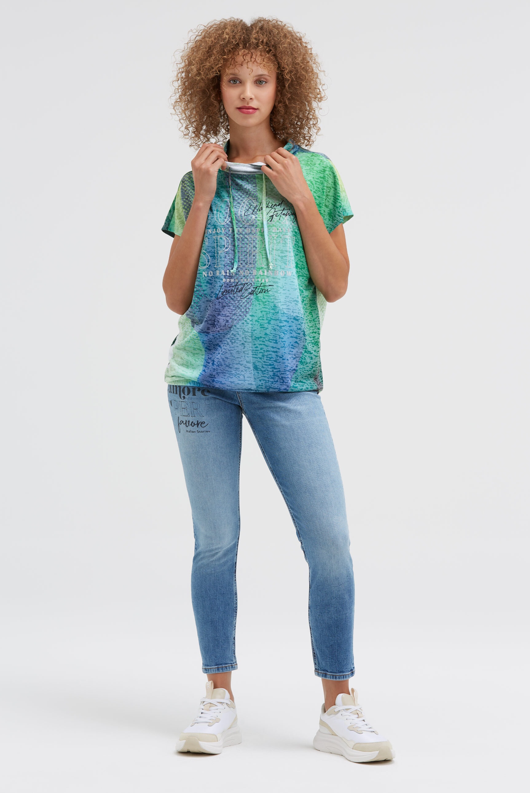 SOCCX Rundhalsshirt mit Gummizug im Saum