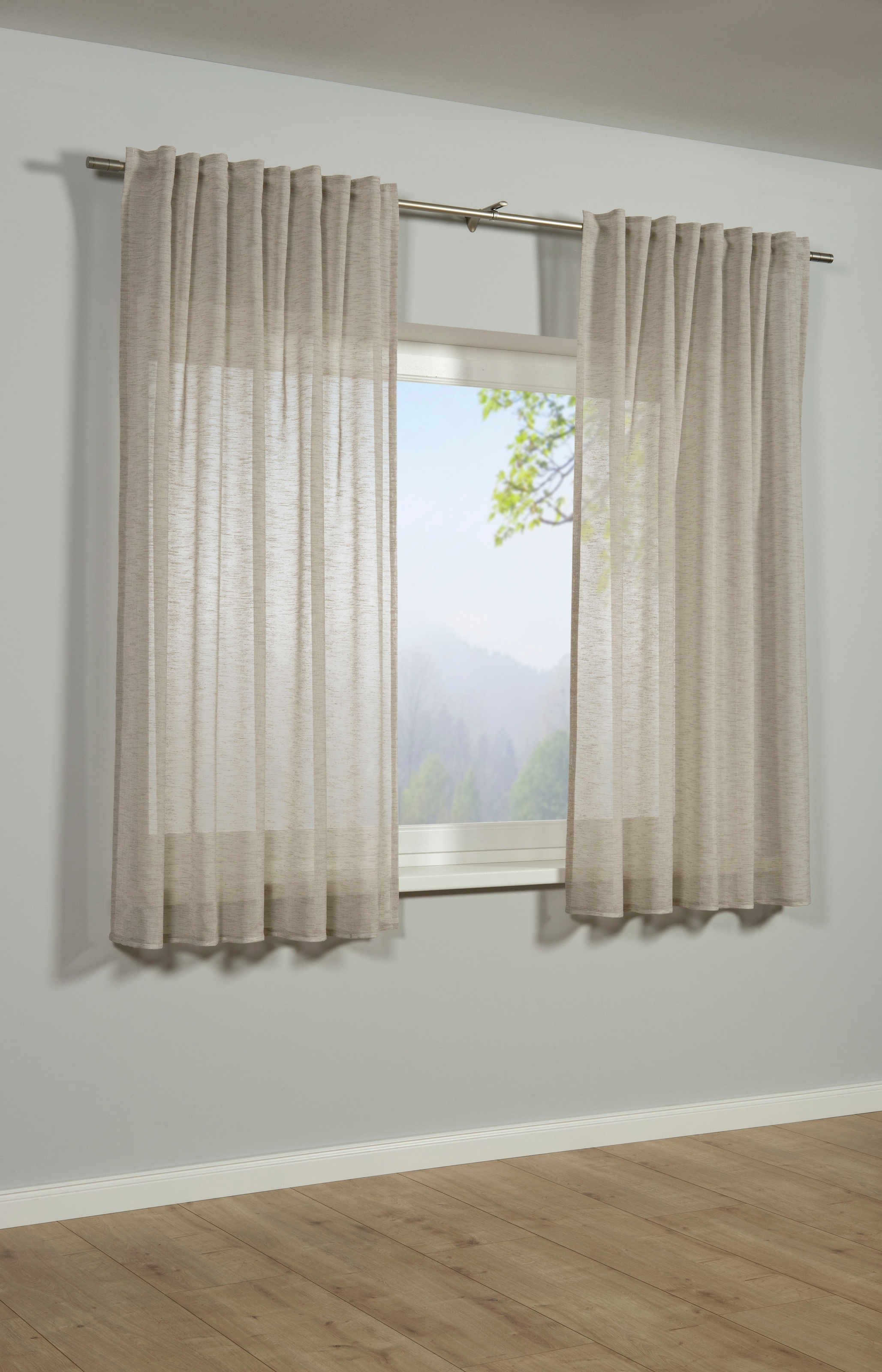 Sehlbach Gardine "Schal Leinenoptik" Schlaufen 1 Stk. tlg. mit Gardinenband günstig online kaufen