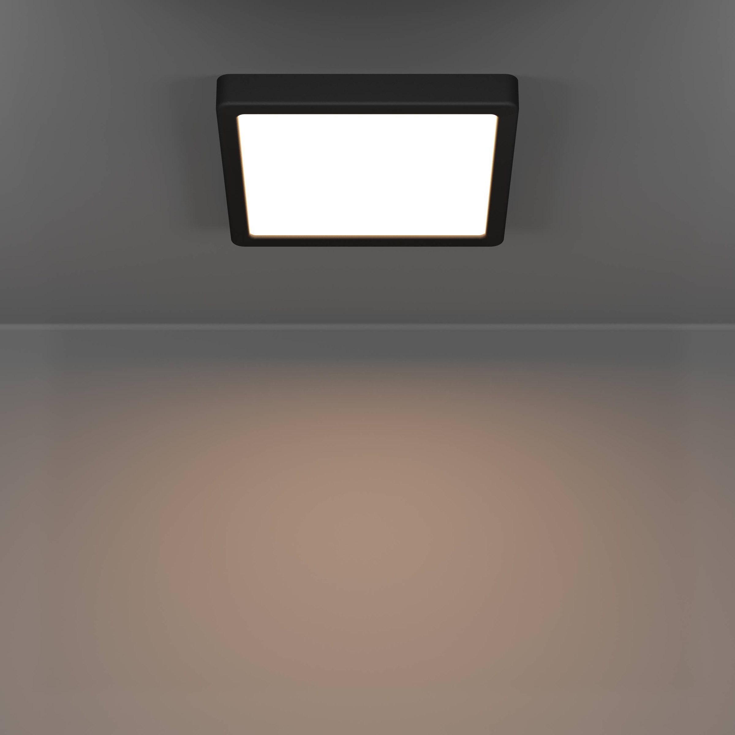 EGLO Aufbauleuchte »Fueva 6-Z Deckenlampe, ZigBee, App und Sprachsteuerung, Badlampe, IP44« LED-Modul 1 Stk. Kaltweiß | RGB Aufbauleuchte - L22 x B22 x H2,5 cm - schwarz - 10,5W inkl.