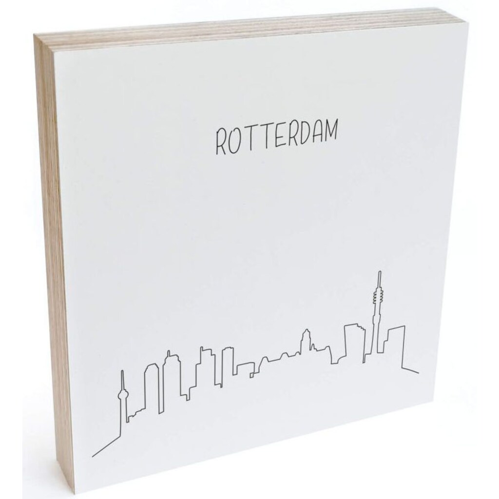 Wall-Art Holzbild »Tischdeko Skyline Rotterdam«, (1 St.)