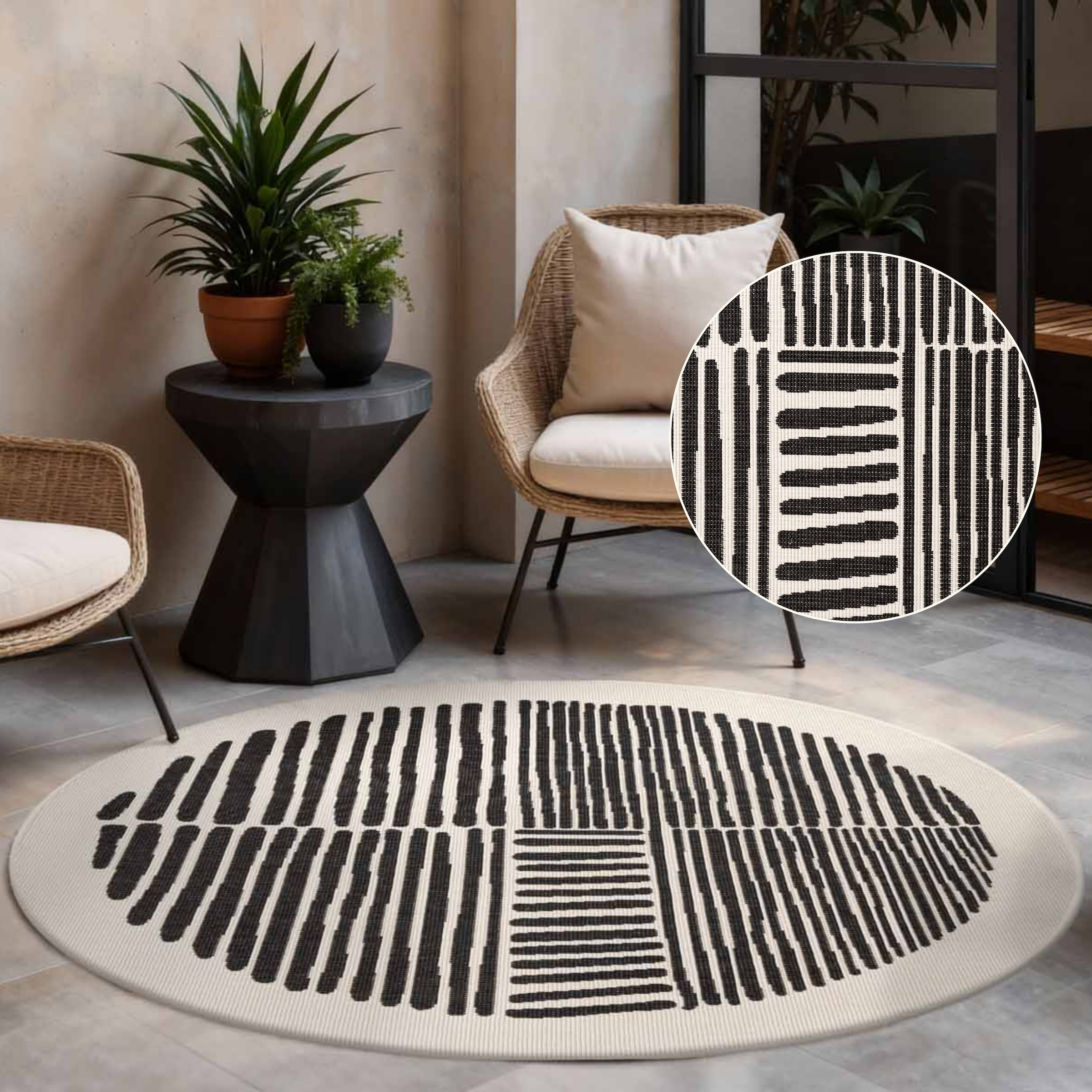 Ted Baker Teppich "Bounds, Wendeteppich" rund 8 mm Höhe Designteppich, Wetterfest, Pflegeleicht, Modern, Wohnzimmer, Terrasse