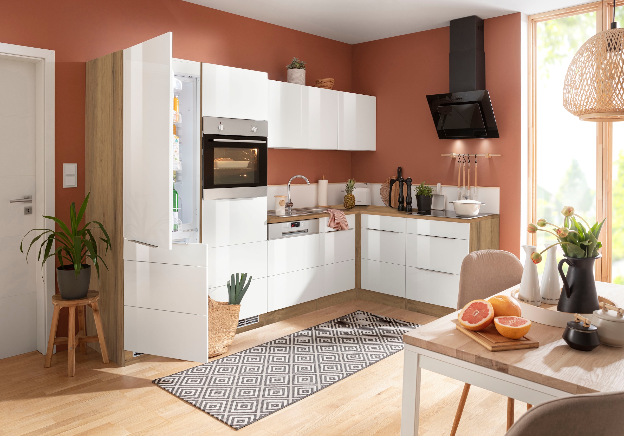 KOCHSTATION Winkelküche »KS-Brindisi Stellbreite 290/170 cm«, wahlweise mit E-Geräten und Induktion, mit MDF-Fronten