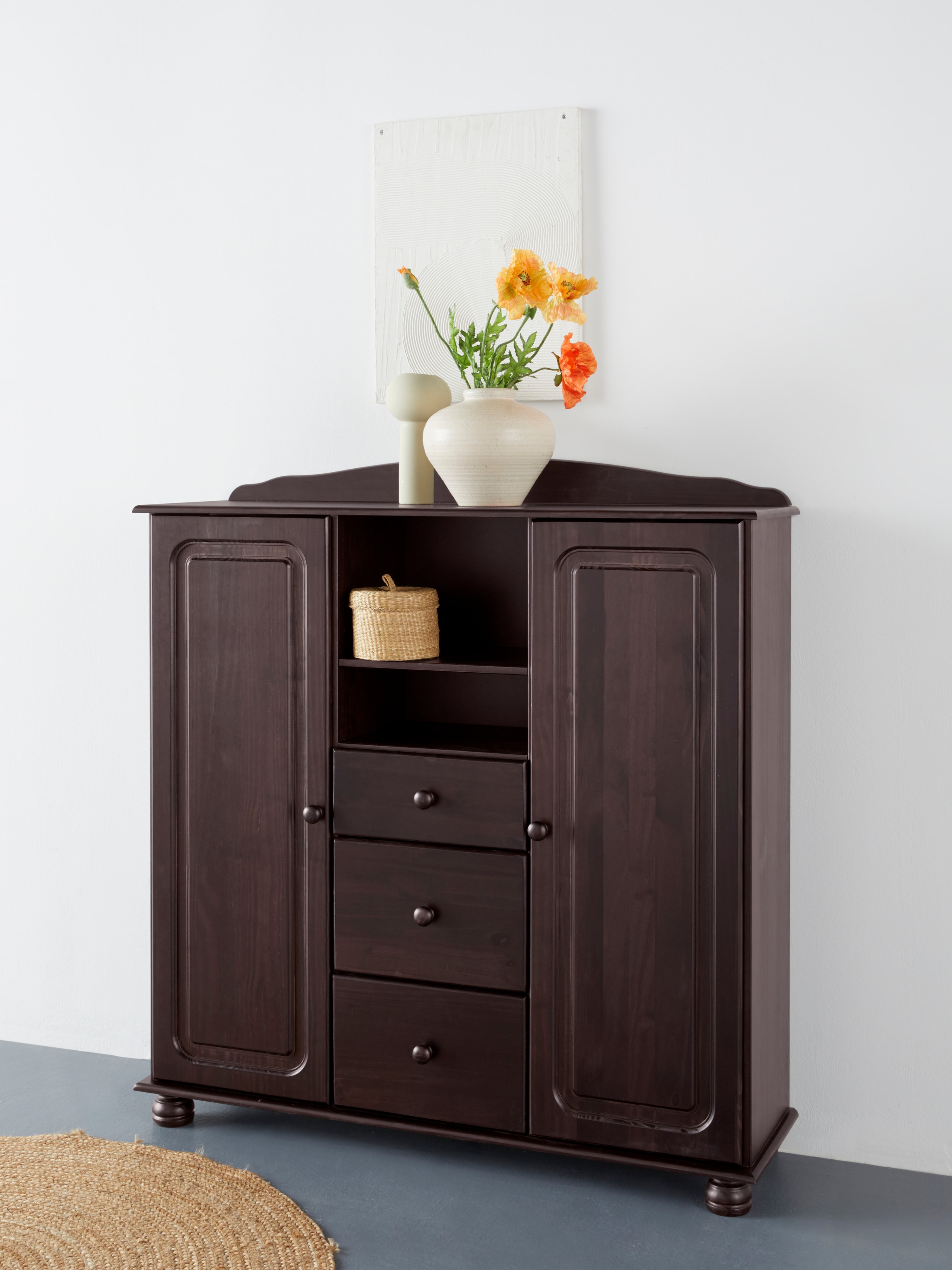 OTTO home Highboard "Mette" Stauraumschrank mit 3 Schubladen und verstellbaren Einlegeböden