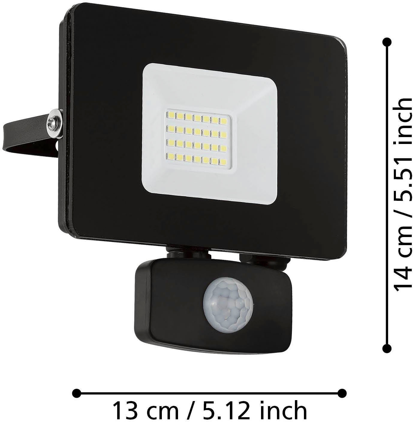 EGLO Wandleuchte »Faedo 3, Außen-Strahler, Außenleuchte, Wandstrahler, IP65, Lampe« LED-Modul 1 Stk. Kaltweiß Wand-/Deckenleuchte - L13 x H14 x AL5 cm - schwarz - 21W inkl.