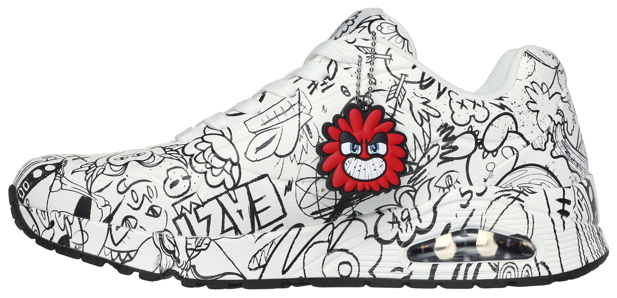 Sneaker SKECHERS, Herren, Gr. 41, weiß, schwarz sketch, Lederimitat, Schuhe Sneaker, mit Skech-Air Luftkammernsohle, Freizeitschuh, Halbschuh, Schnürer, Topseller 3