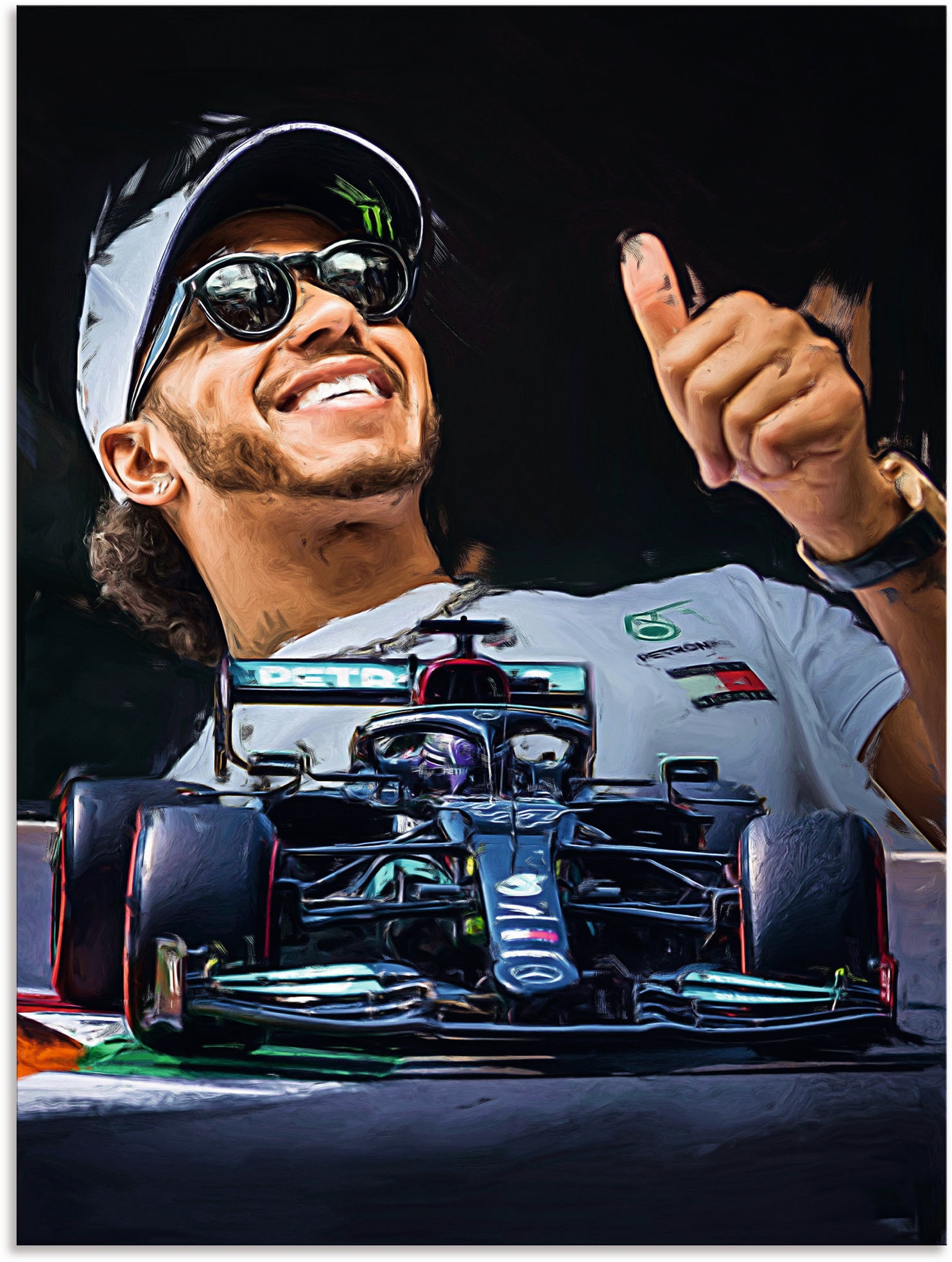 Artland Wandbild "Sir Lewis Hamilton alias LH44", Auto, (1 St.), als Alubil günstig online kaufen