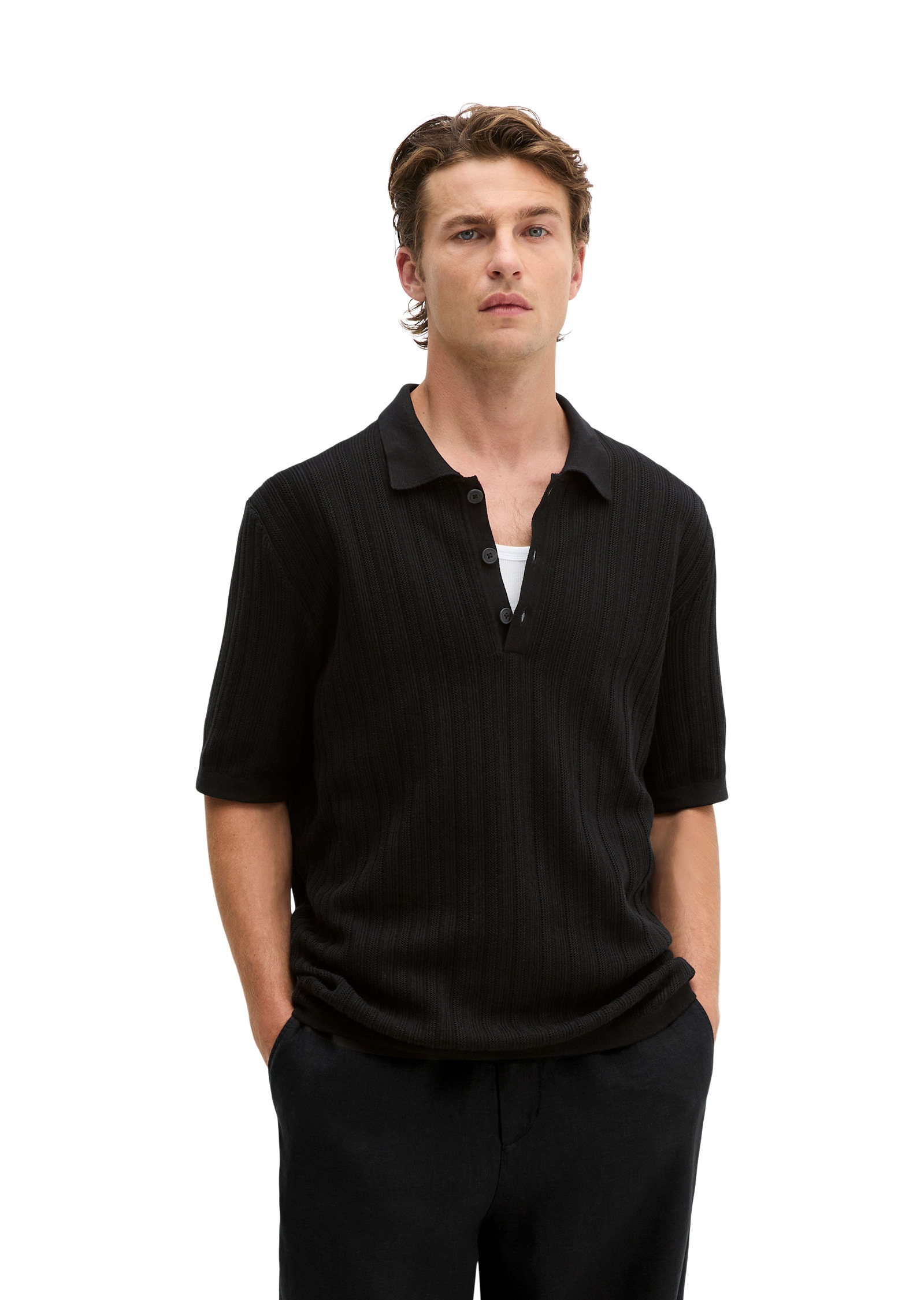 Marc OPolo Poloshirt "mit vertikaler Strickstruktur"