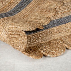 Teppich FLAIR RUGS "Grace aus Jute mit Muschelrandsaum", beige (natur, grau), B:120cm H:7mm L:170cm, Jute, Teppiche, Teppich, aus 100% Jute, fußbodenheizungsgeeignet, mit Bordüre 2