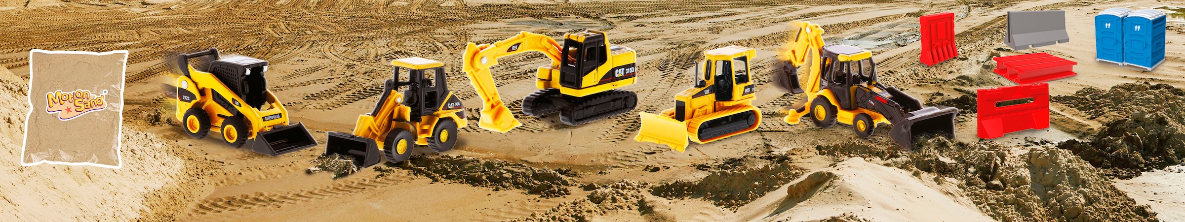 Carrera® Spielzeug-Adventskalender »Cat® Micro Baustelle mit Metall DieCast Baustellenfahrzeugen«, ab 6 Jahren, mit Motion Sand® und weiterem Zubehör