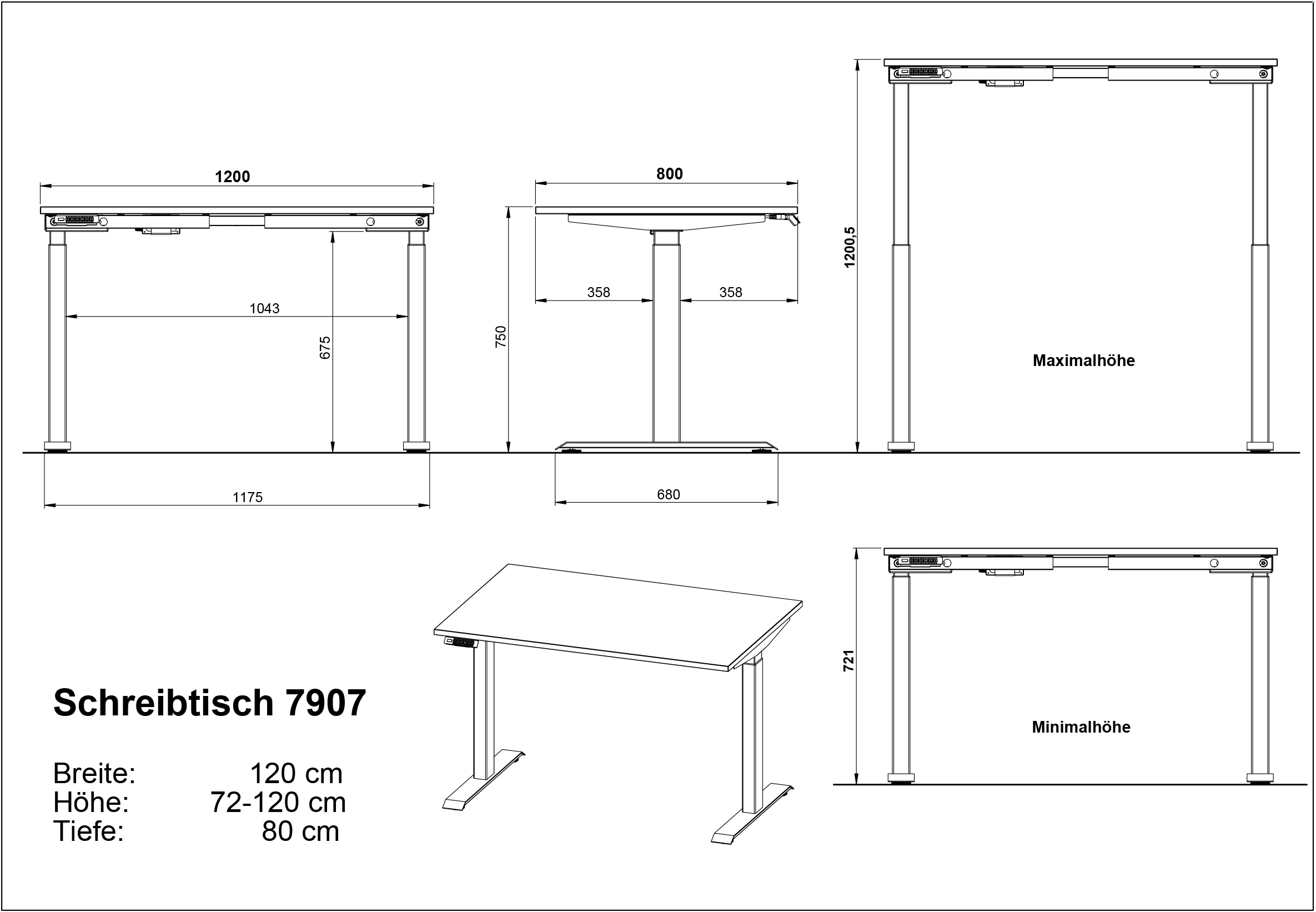 GERMANIA Schreibtisch »Jet, elektrisch höhenverstellbar«, moderne Farbvariationen, Breite 120/140/160/180 cm, Made in Germany