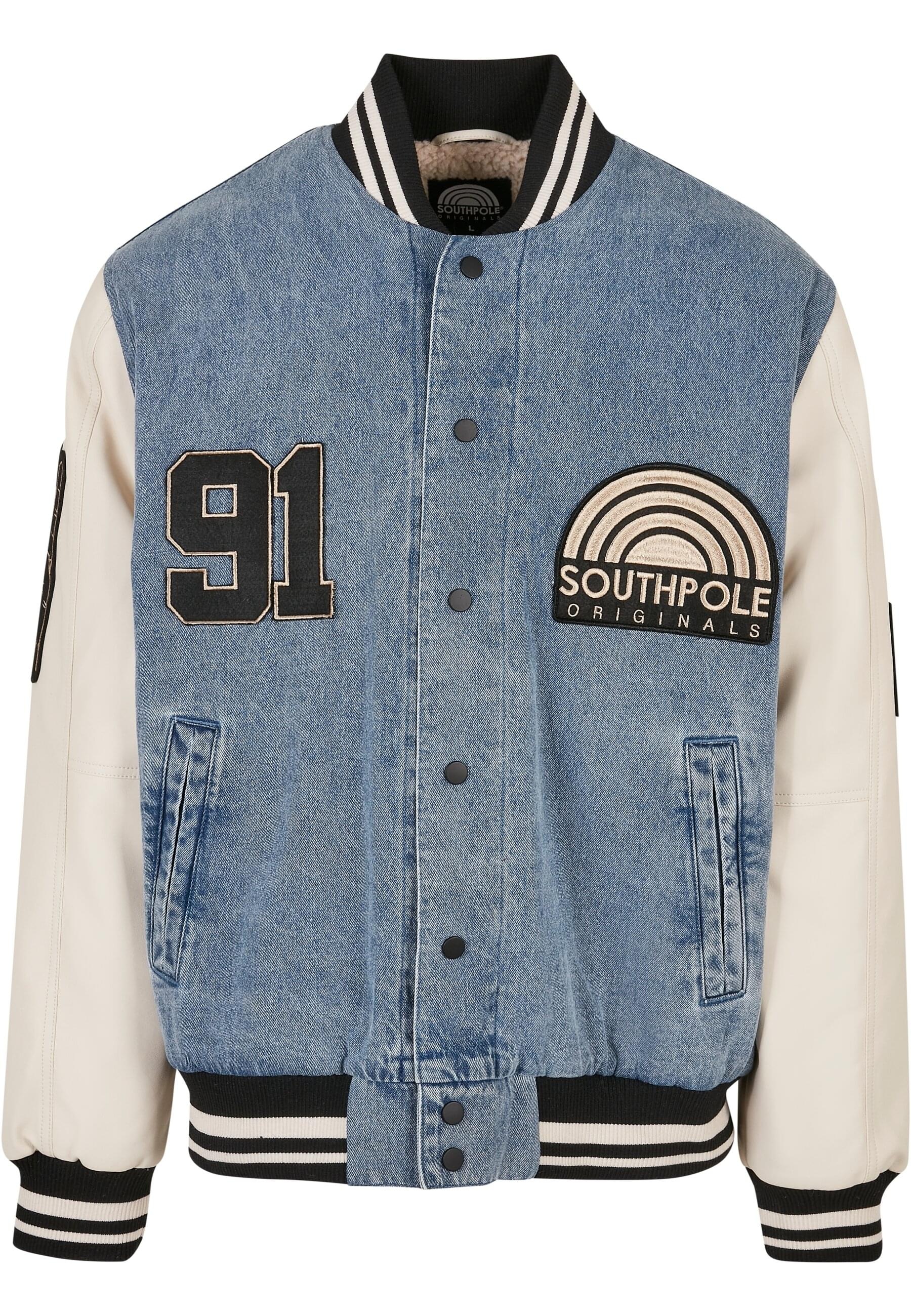 Southpole Collegejacke »Southpole Herren Southpole Denim College Jacket«, (1 St.), ohne Kapuze