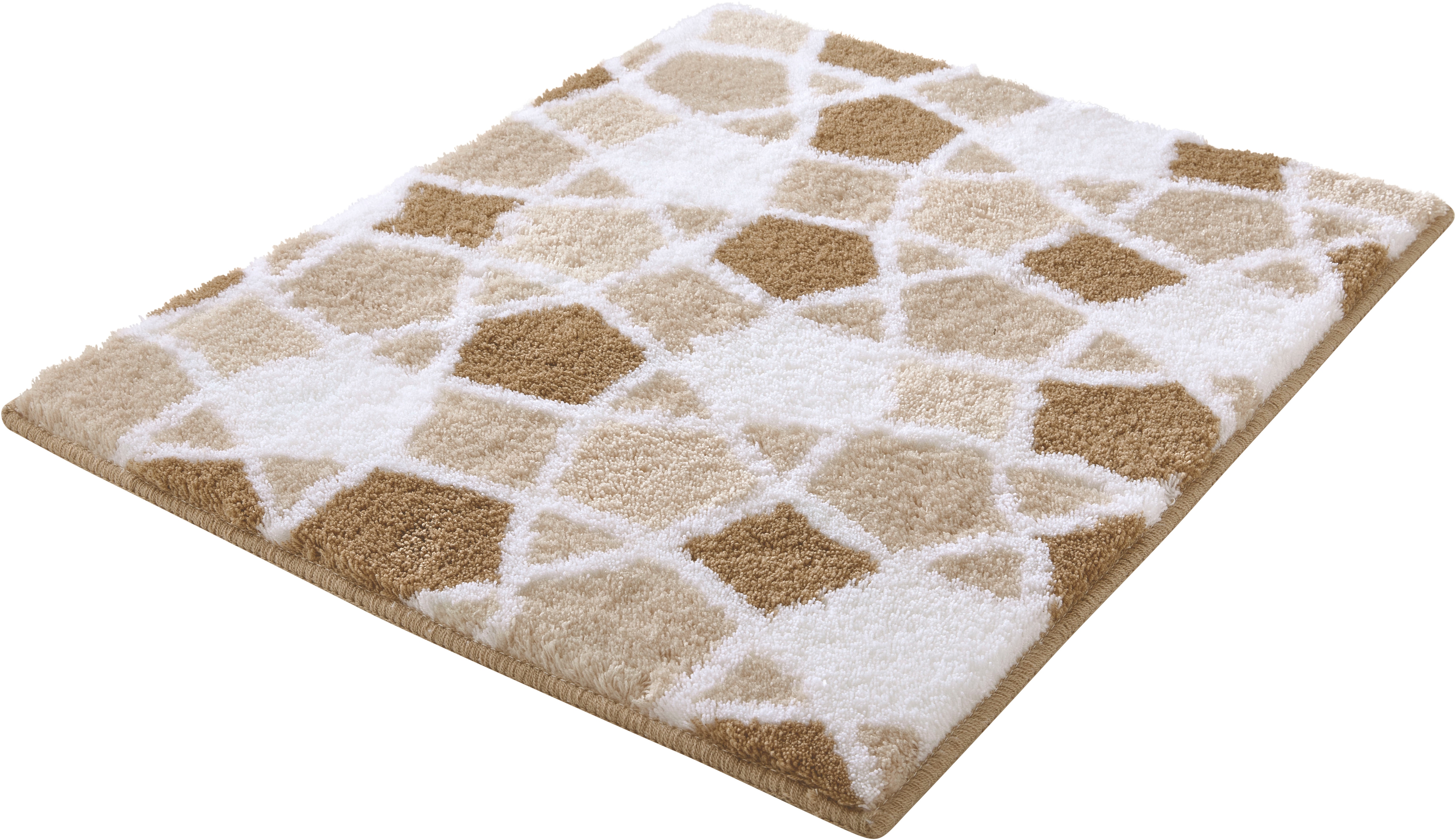 Kleine Wolke Badematte "Sintra, Badvorleger, Badezimmer Teppich" Höhe 15 mm rutschhemmend beschichtet fußbodenheizungsgeeignet Badteppich, modernes Mosaikdesign
